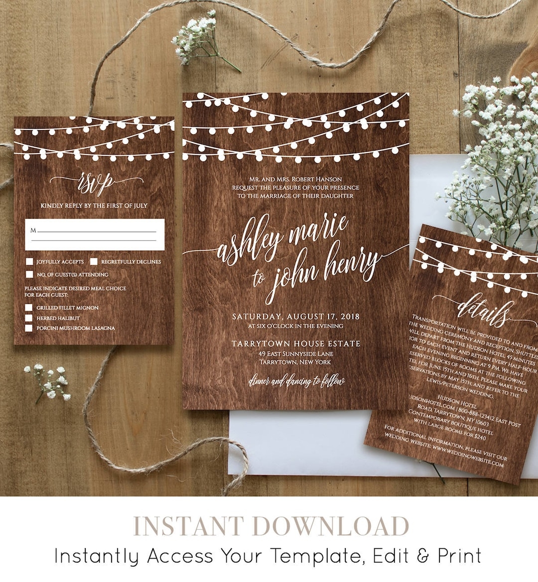 Free Printable Rustic Wedding Invitation Templates