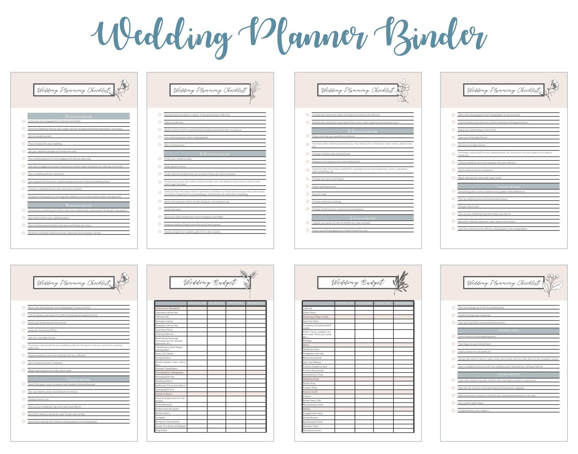 Free Printable Wedding Planning Templates
