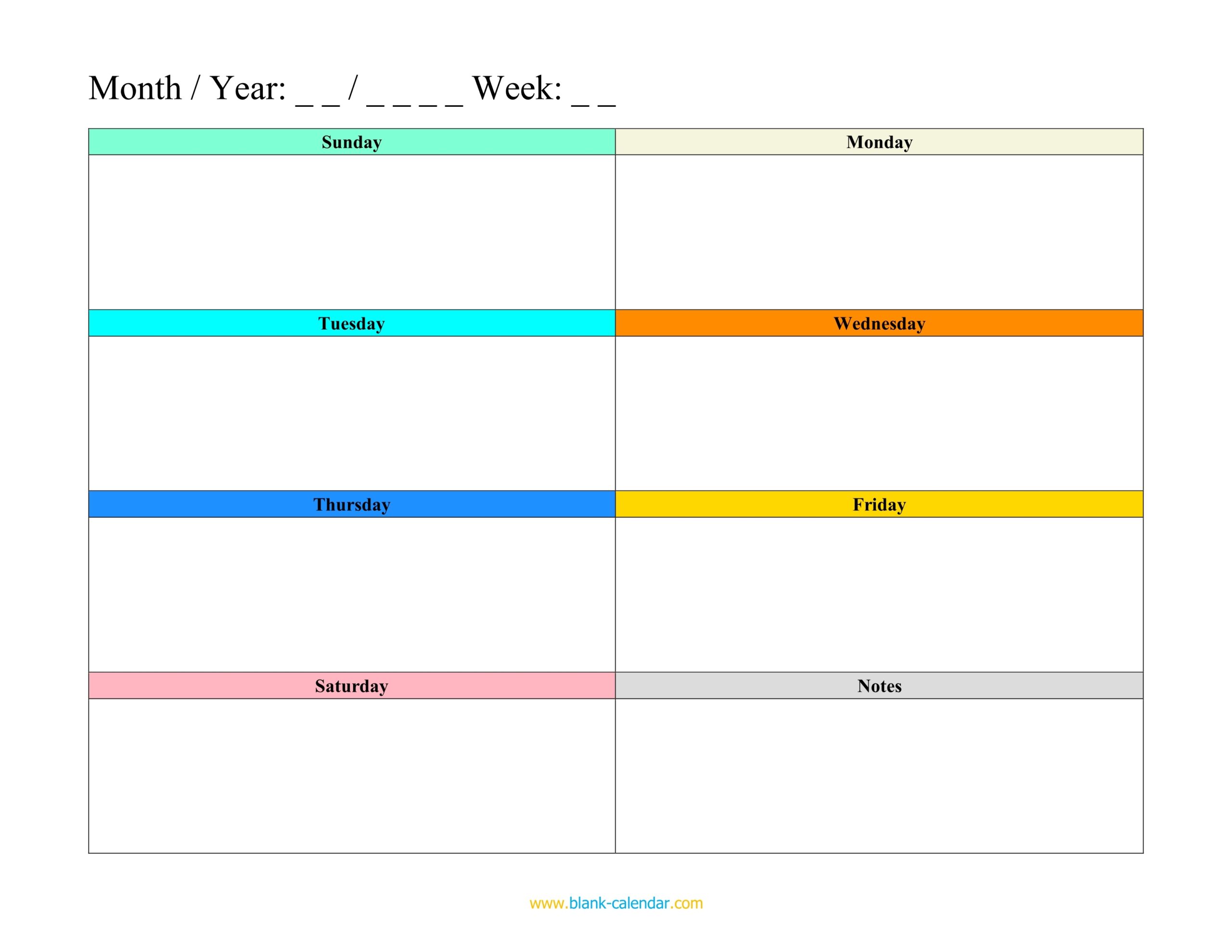 Blank Schedule Template Printable