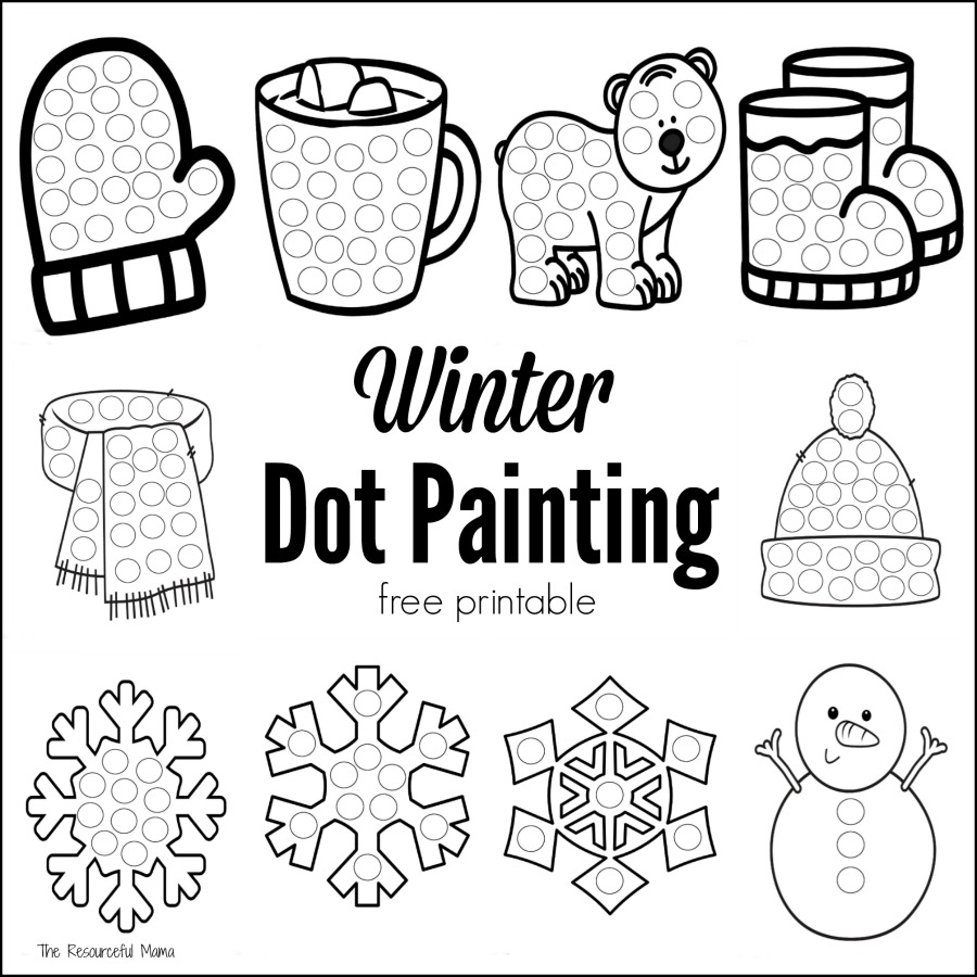Winter Dot Painting Free Printable The Resourceful Mama Winter Dot Painting Free Printable The Resourceful Mama