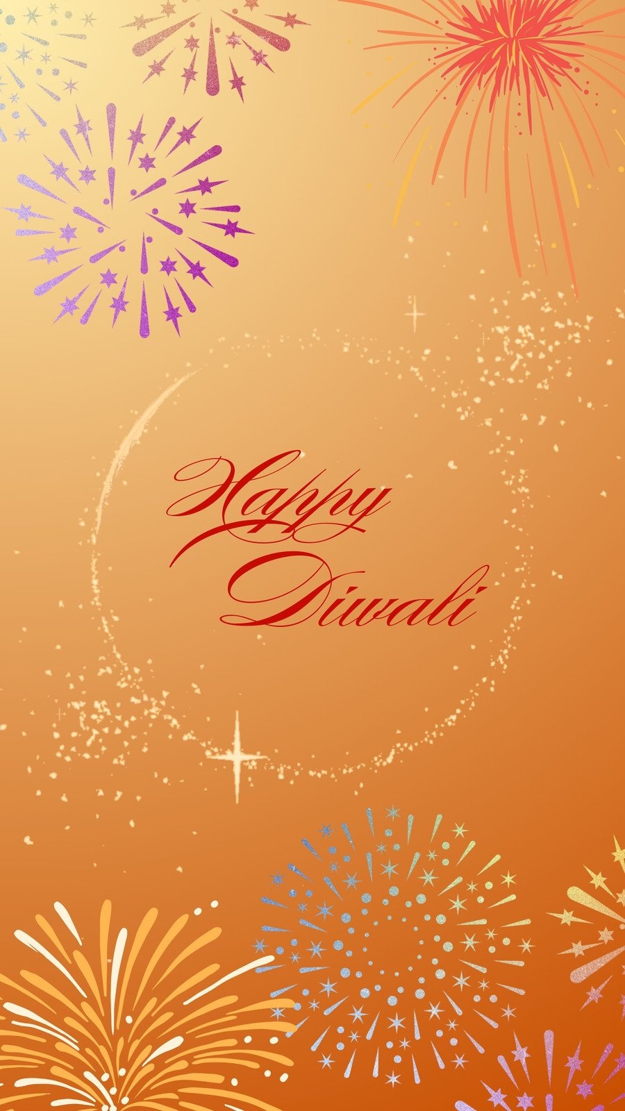 Yellow And Orange Gradient Fireworks Diwali WhatsApp Status