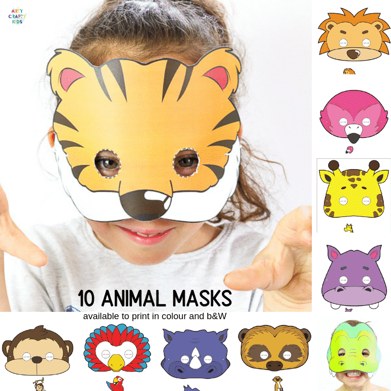 10 Printable Safari Animal Masks For Kids Arty Crafty Kids