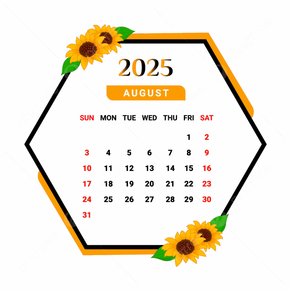 Birthday calendar august 2025 template free printable
