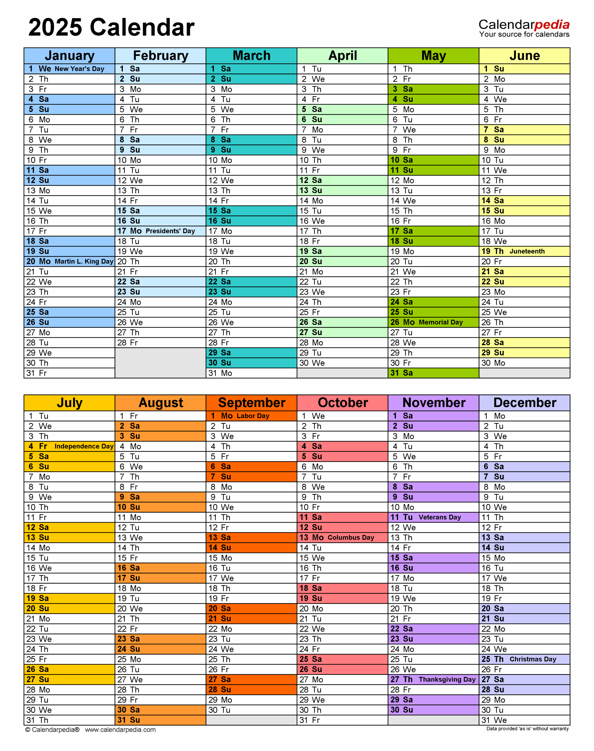 October 2025 Calendar Editable Word