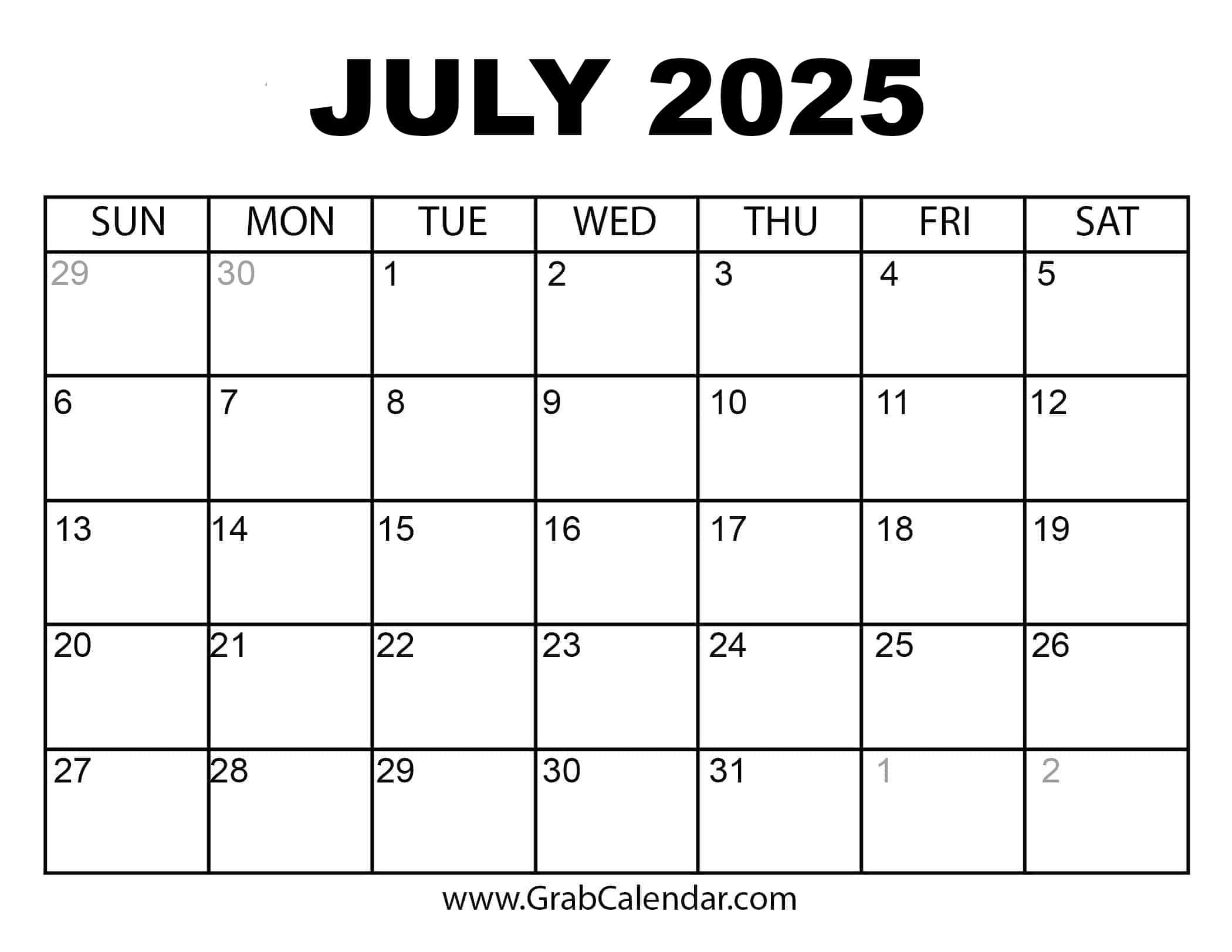 2025 Calendar Grab Calendar