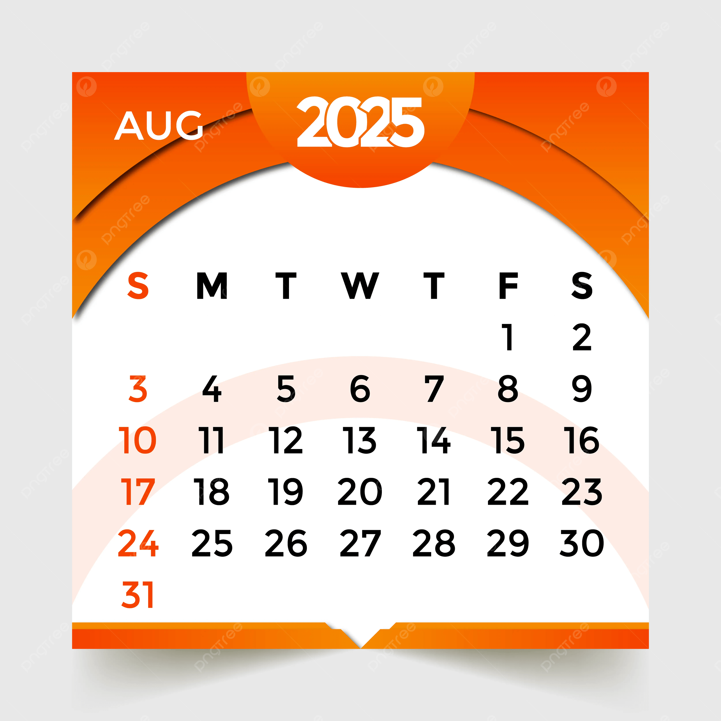 August 2025 Calendar Psd