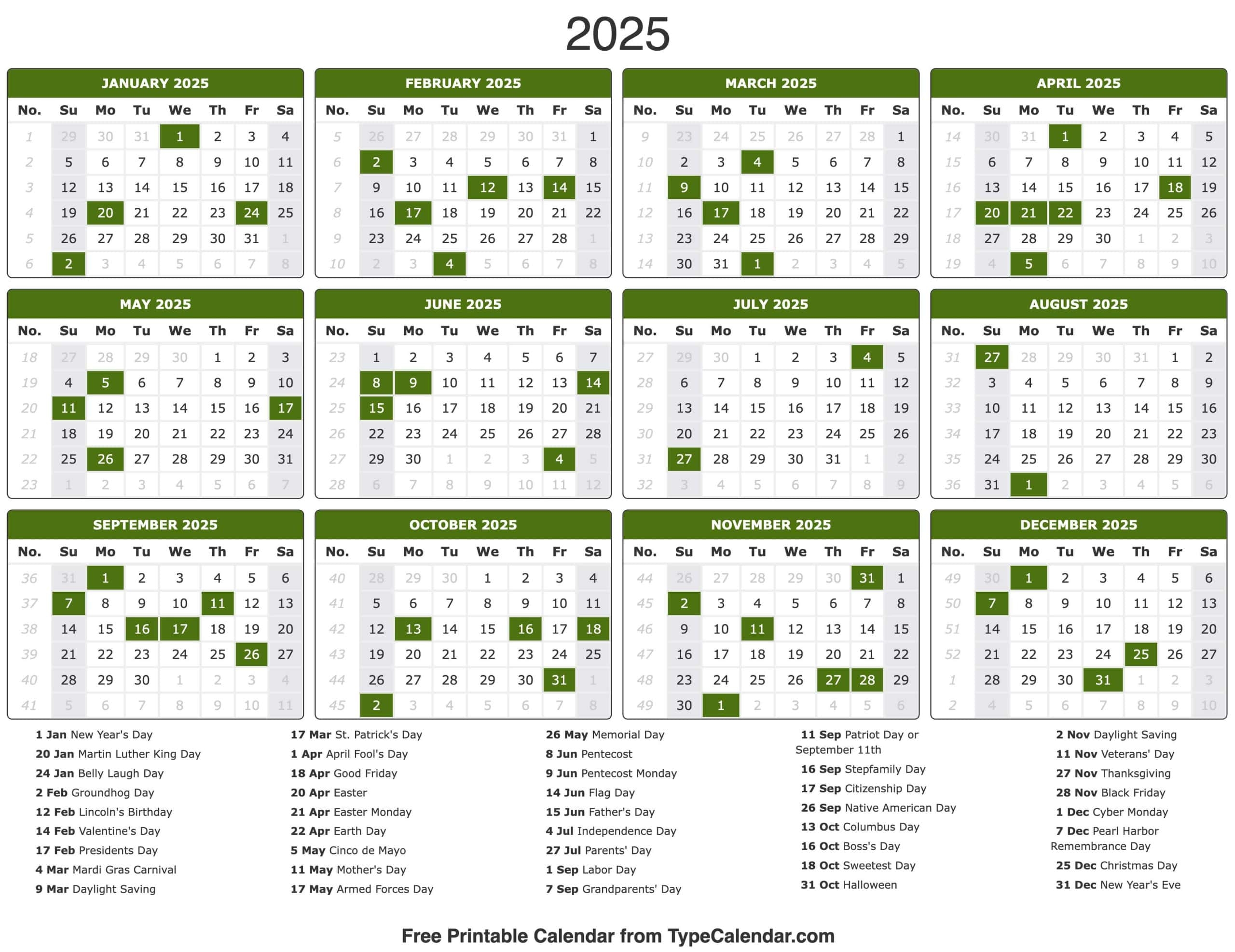 September Calendar 2025 With Holidays Printable