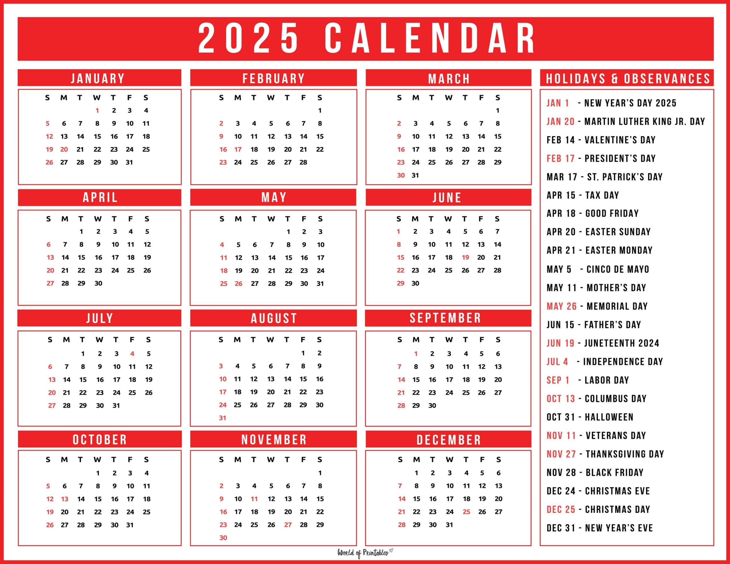 October 2025 Calendar Government Holidays