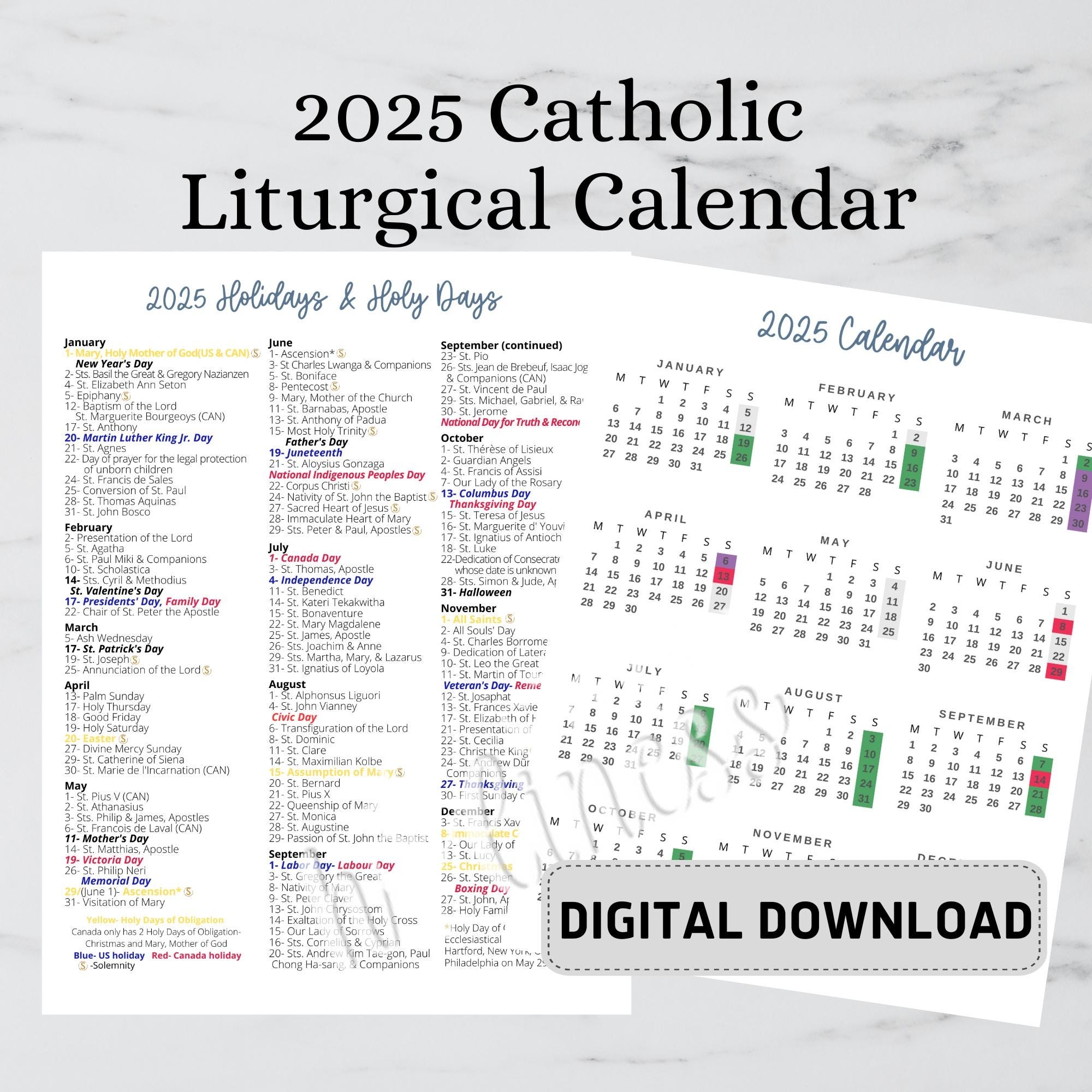 October 2025 Catholic Calendar