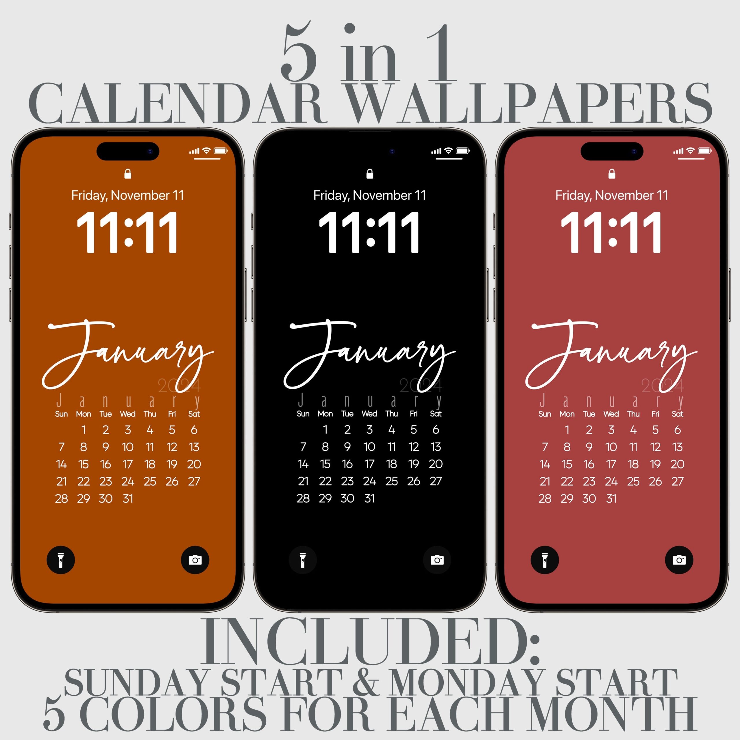 2025 IPhone Calendar Wallpaper Black Brown Texas Orange 