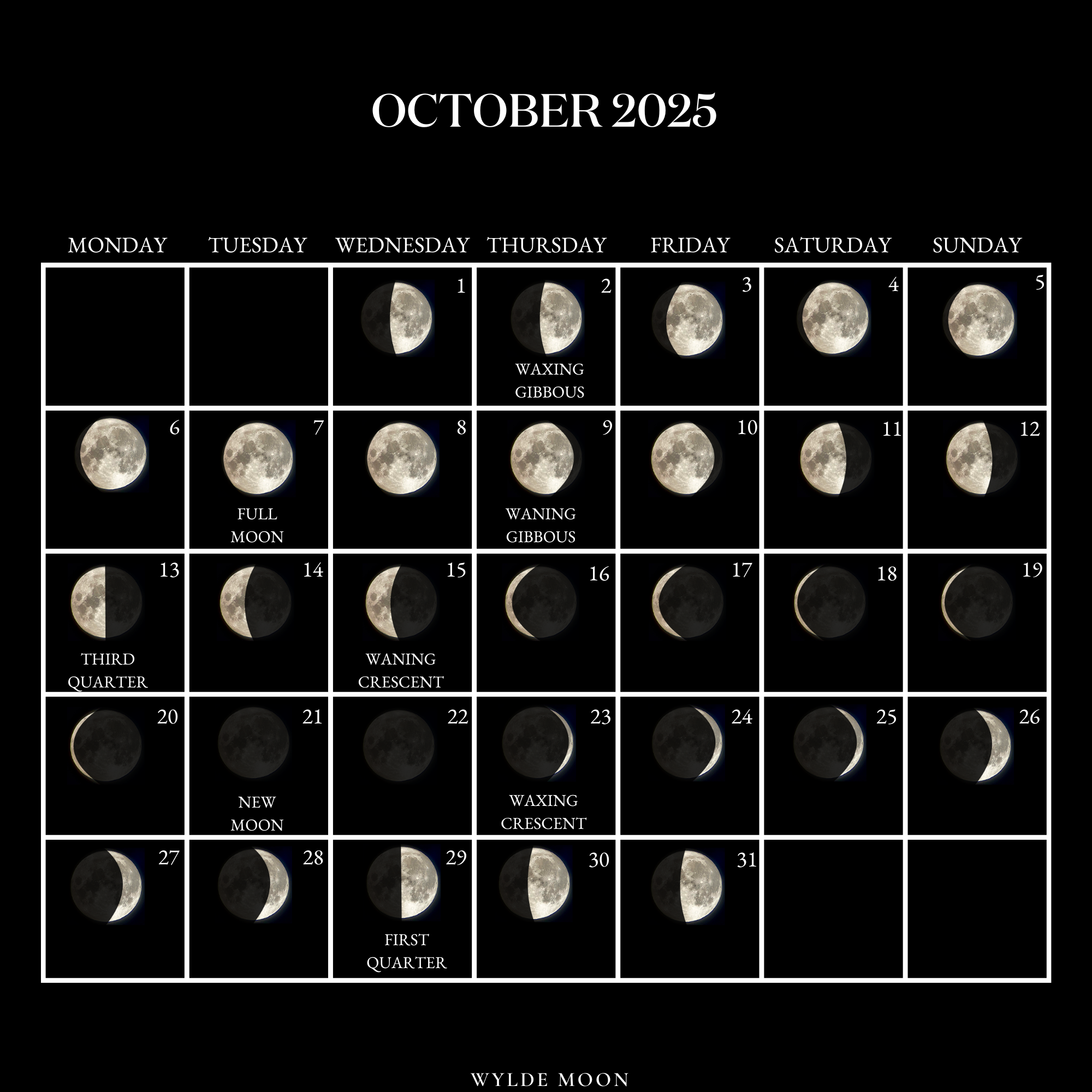 October 2025 Calendar Full Moon