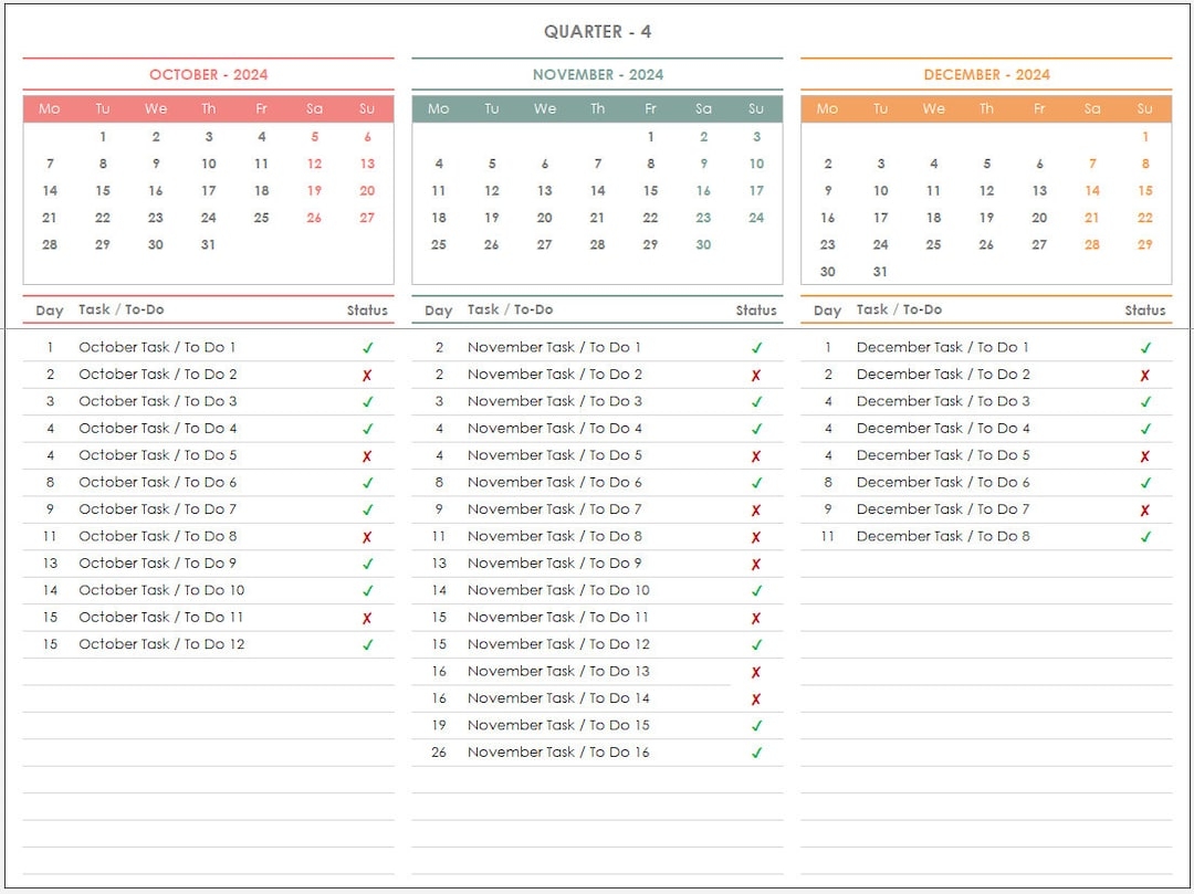 October 2025 Calendar Template Excel