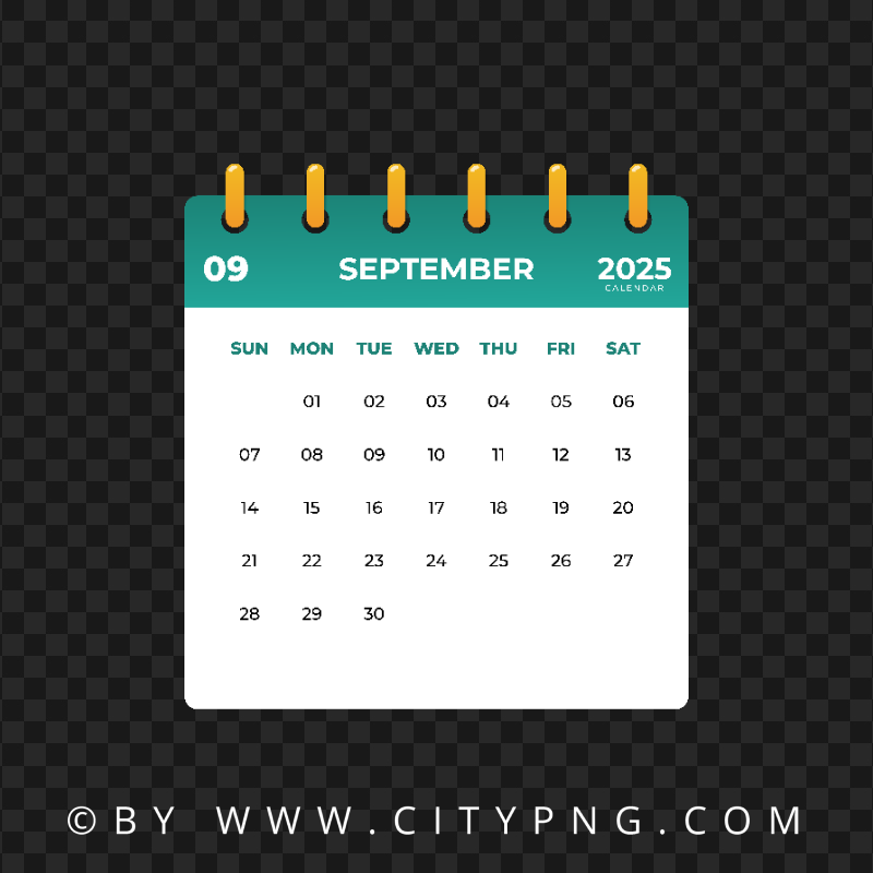 2025 September Monthly Calendar Page Citypng