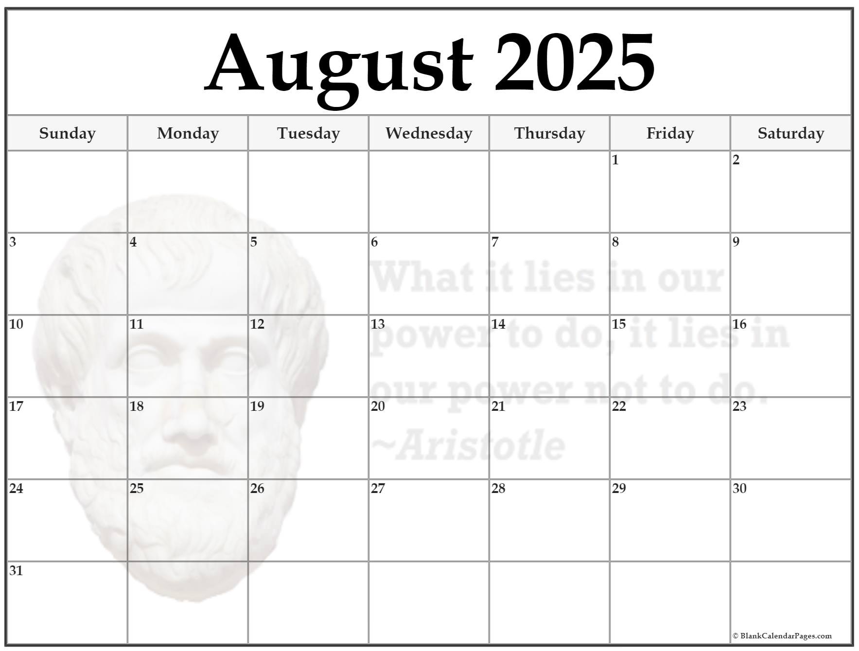 Printable Calender August 2025