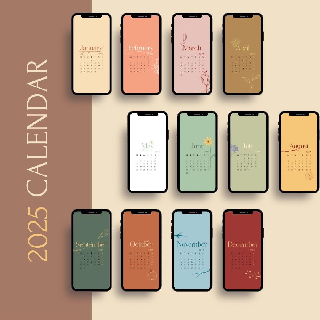 4K 12 Calendar 2025 Wallpapers Smartphone And IPad Digital Calendar Boho IPhone Android Set Of 12 Months Wallpaper HD Art Illustration Etsy UK 4K 12 Calendar 2025 Wallpapers Smartphone And IPad Digital Calendar Boho IPhone Android Set Of 12 Months Wallpaper HD Art Illustration Etsy UK