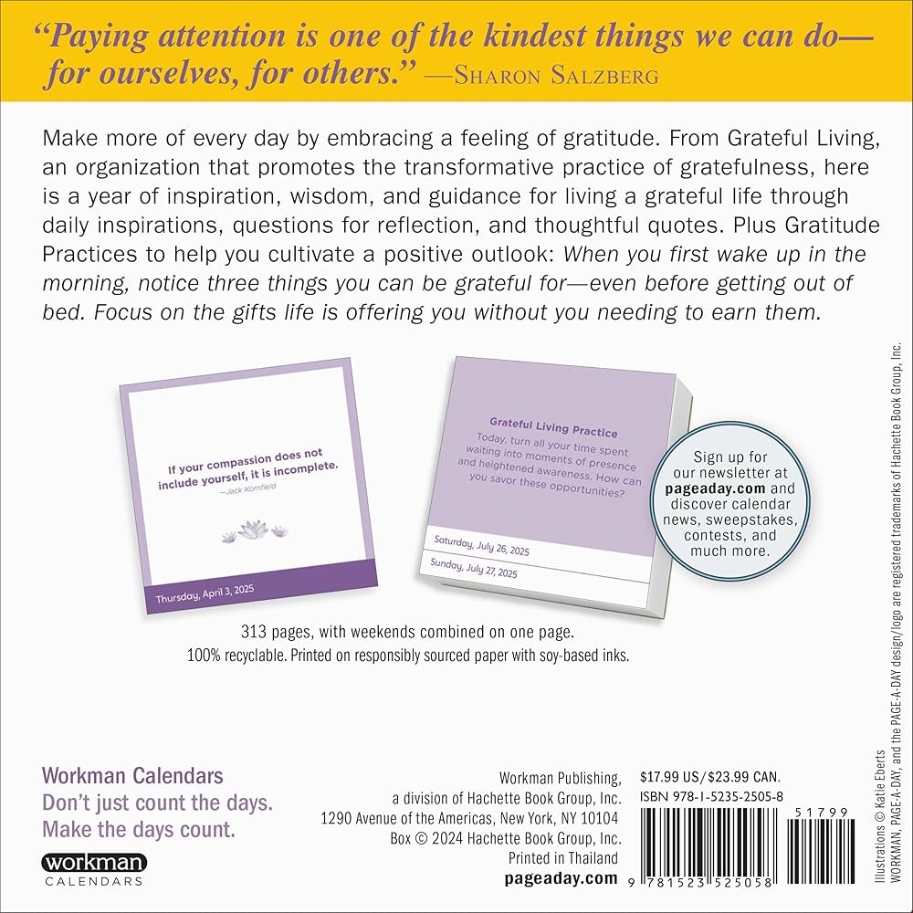 A Year Of Gratitude Page A Day Calendar 2025
