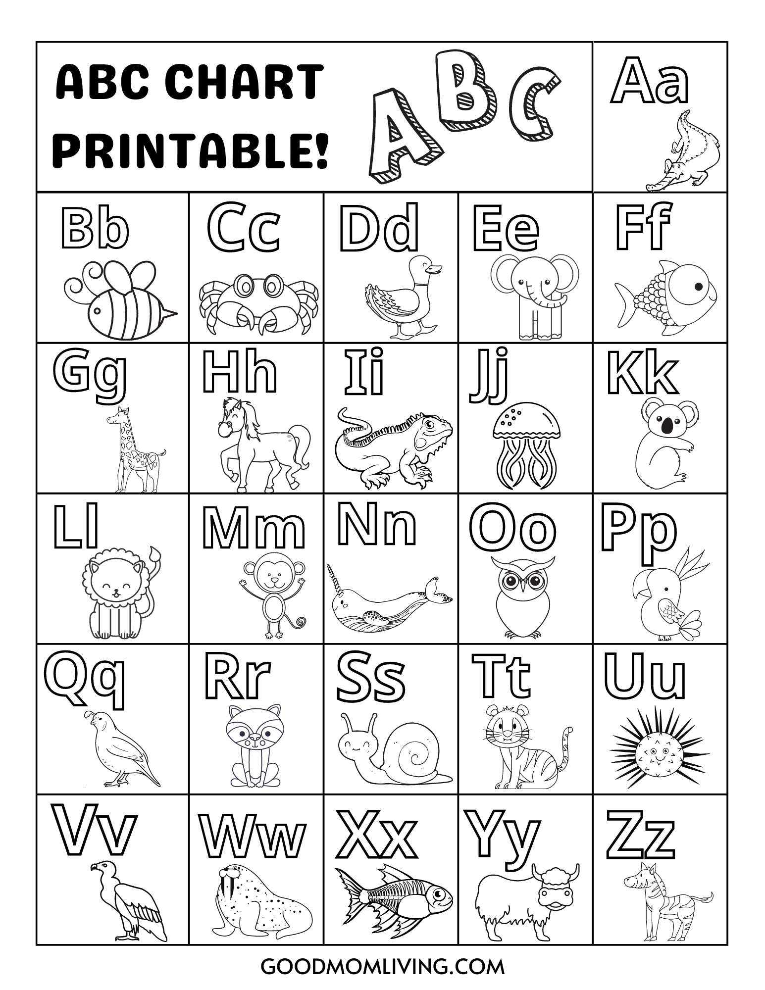 Free Printable Blank Abc Chart Free Printable Blank Abc Chart