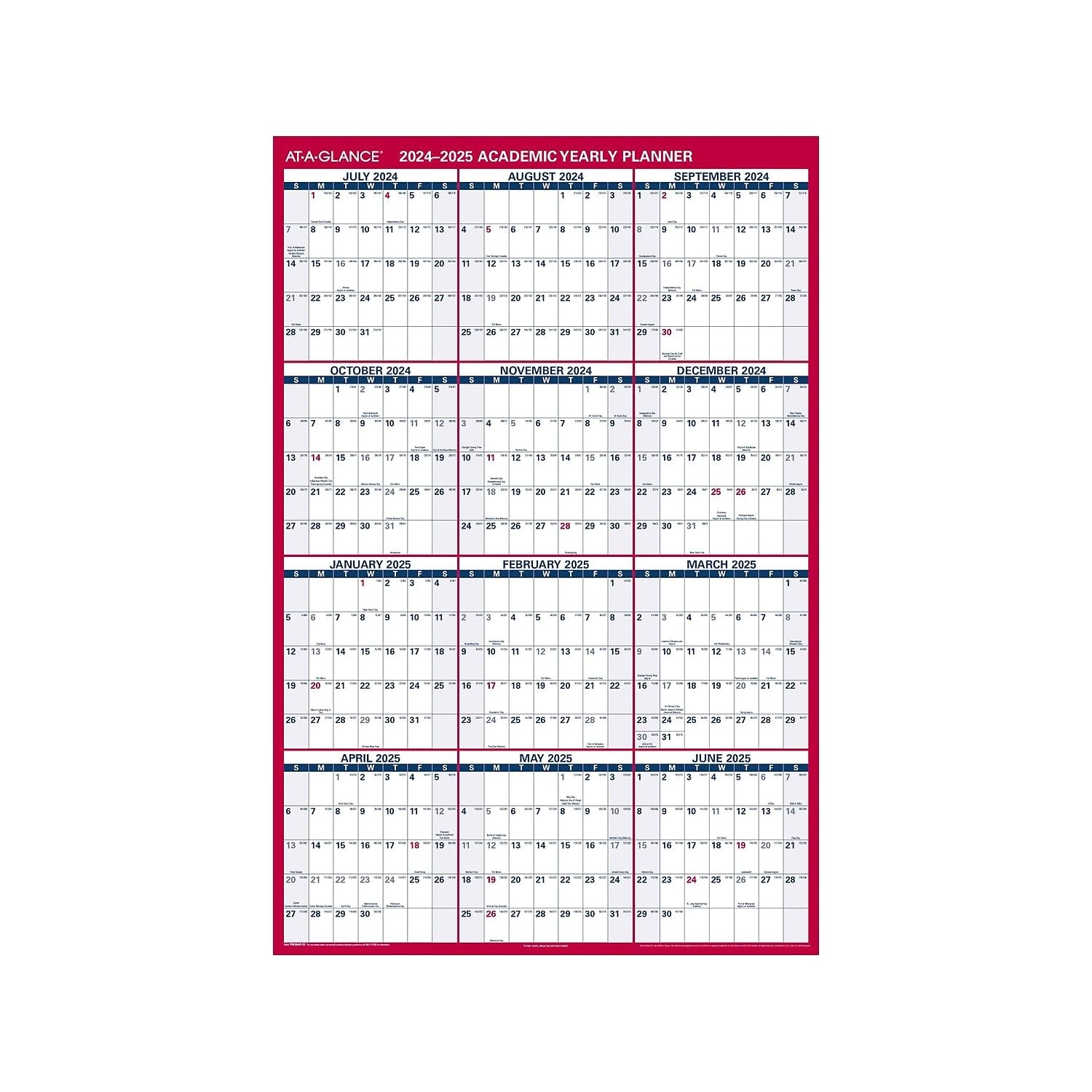 Amazon AT A GLANCE 2024 2025 Academic Erasable Wall Calendar Planner 32
