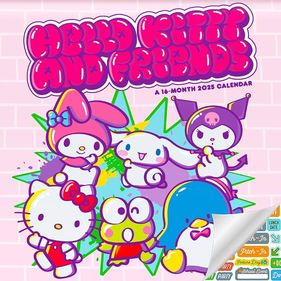 Amazon Hello Kitty Calendar 2025 Deluxe 2025 Hello Kitty And Sanrio Friends Mini Calendar Bundle With Over 100 Calendar Stickers Keroppi Gifts Office Supplies Office Products