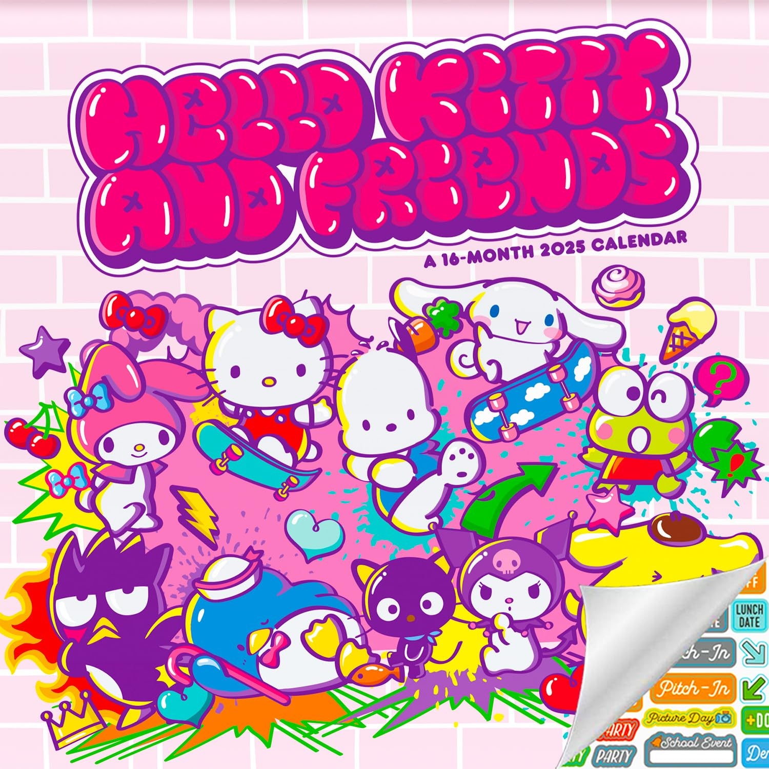 Amazon Hello Kitty Calendar 2025 Deluxe 2025 Hello Kitty And Sanrio Friends Wall Calendar Bundle With Over 100 Calendar Stickers My Melody Gifts Office Supplies Office Products