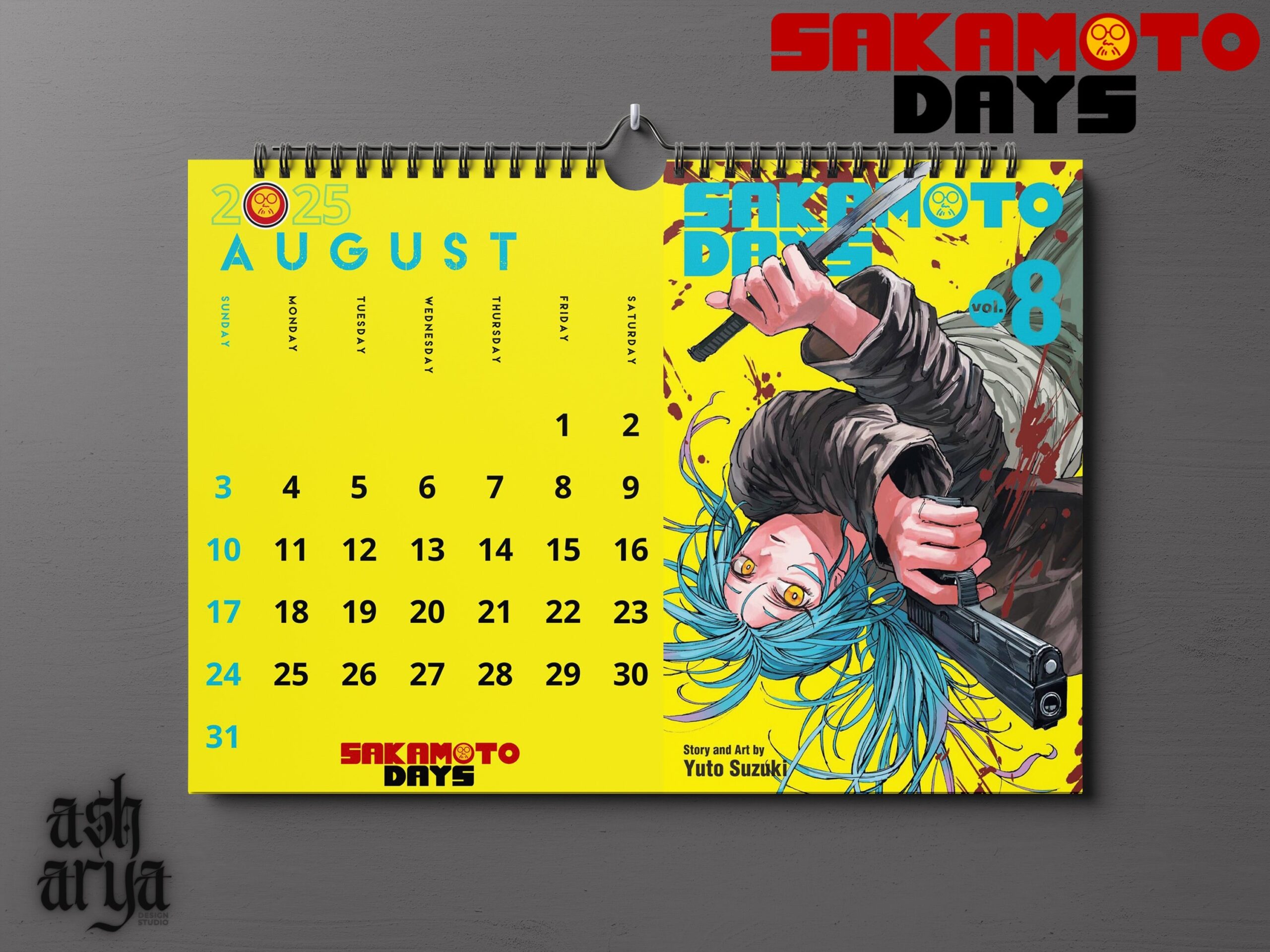 Anime Calendar 2025 SAKAMOTO DAYS Inspired Editable printable