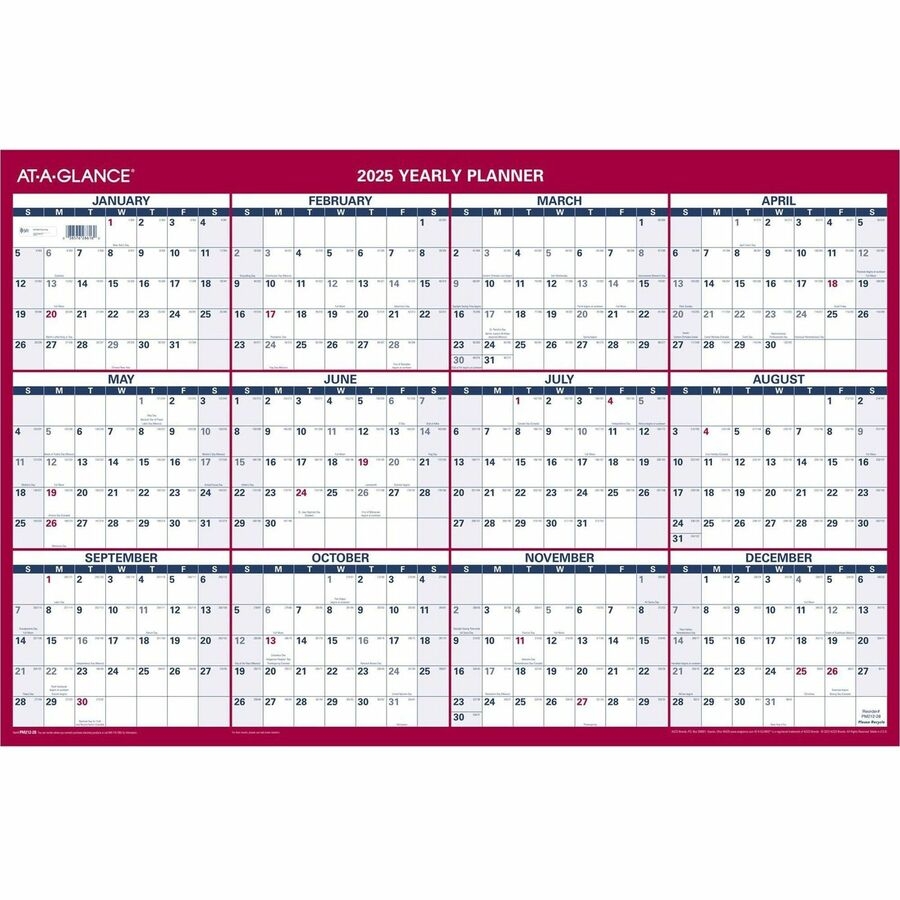 At A Glance Wall Calendar Starting In July 2025