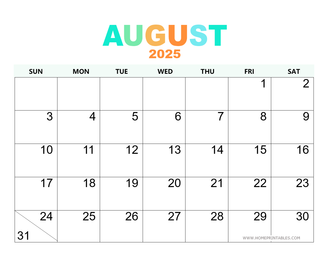 August 2025 Calendar 30 Best Free Printables For You Home Printables
