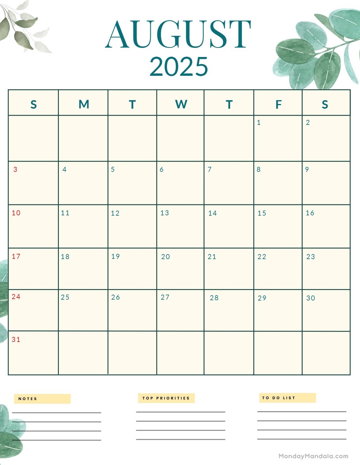 August 2025 Calendar 52 Free PDF Printables August 2025 Calendar 52 Free PDF Printables