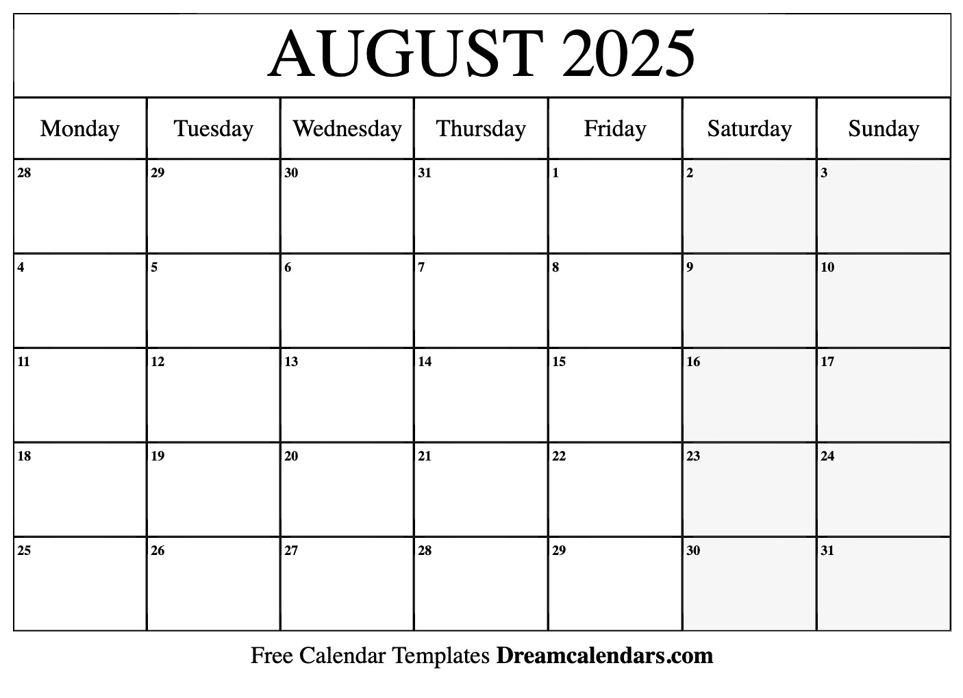 The Calendar Of August 2025