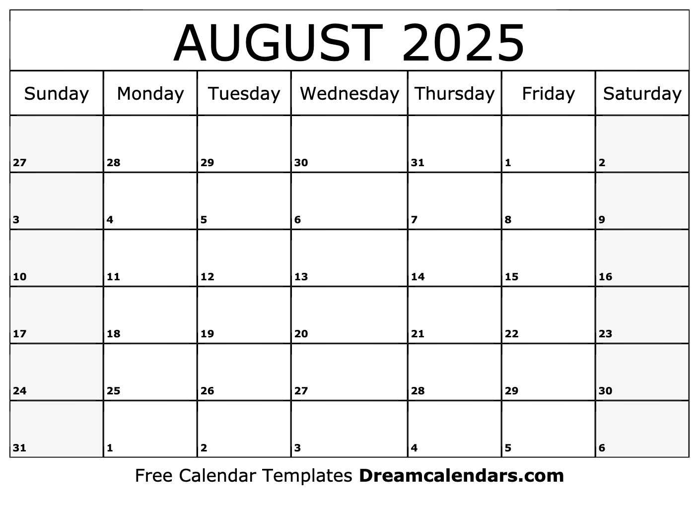 August 2025 Calendar Free Printable With Holidays And Observances