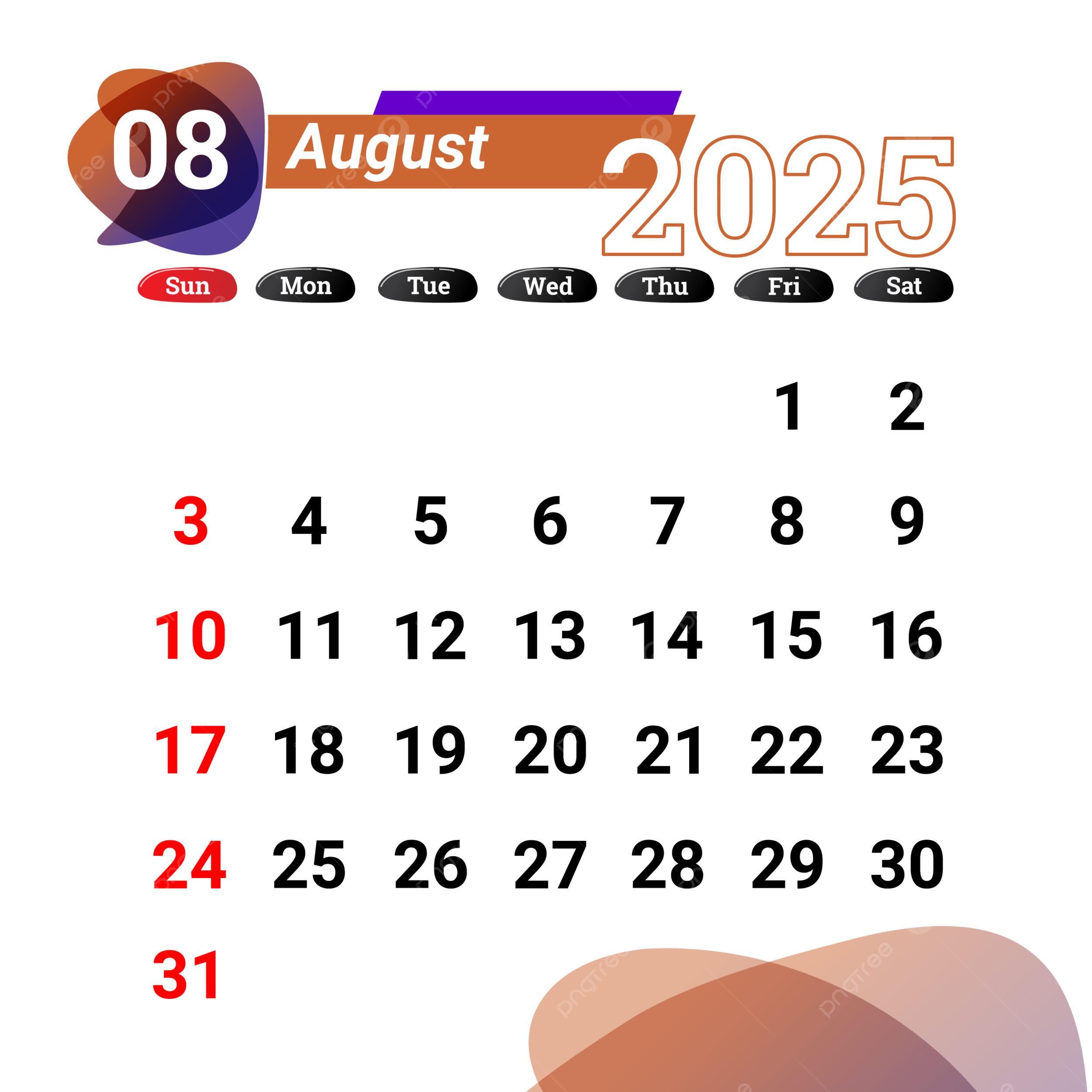 August Spanish Calendar 2025