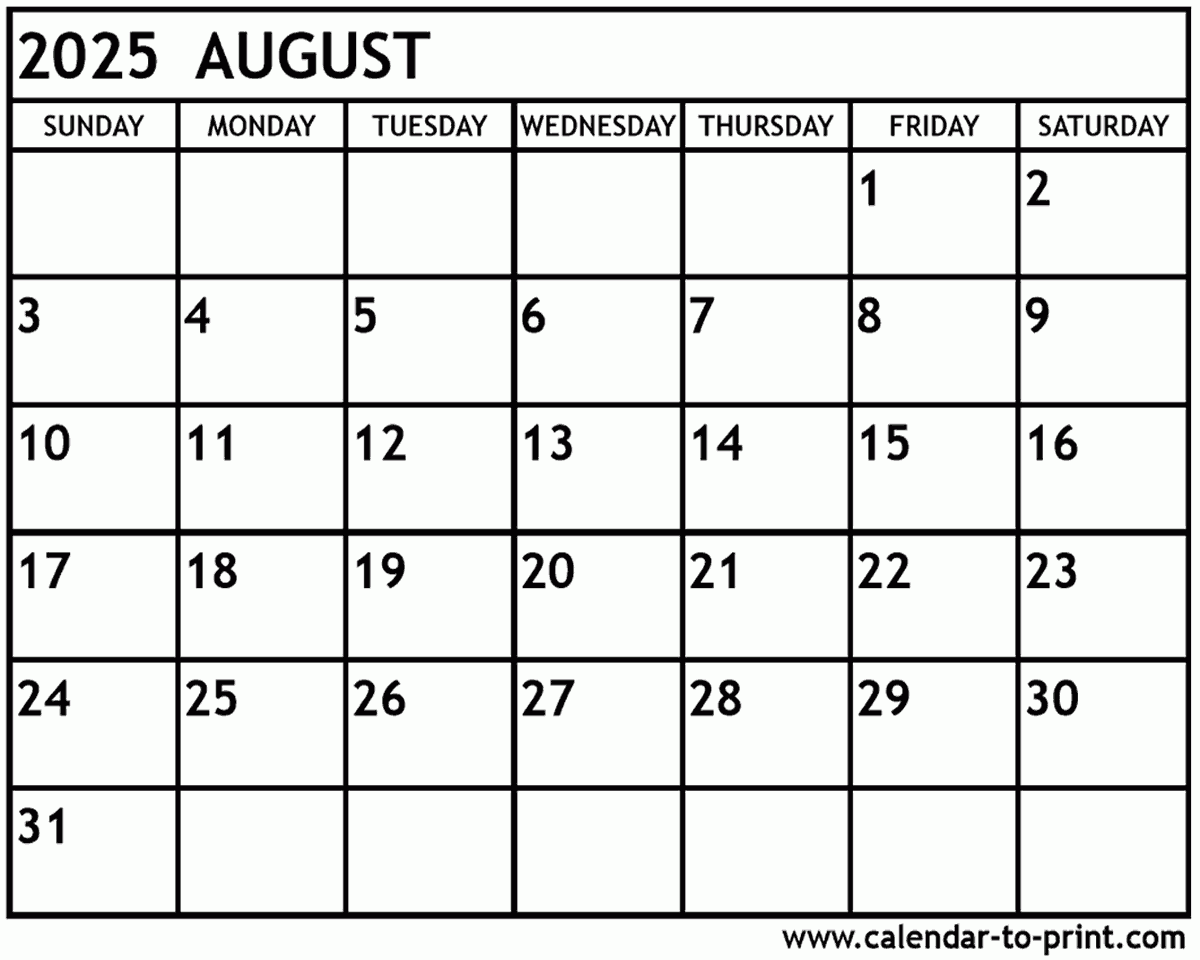 August September 2025 Calender