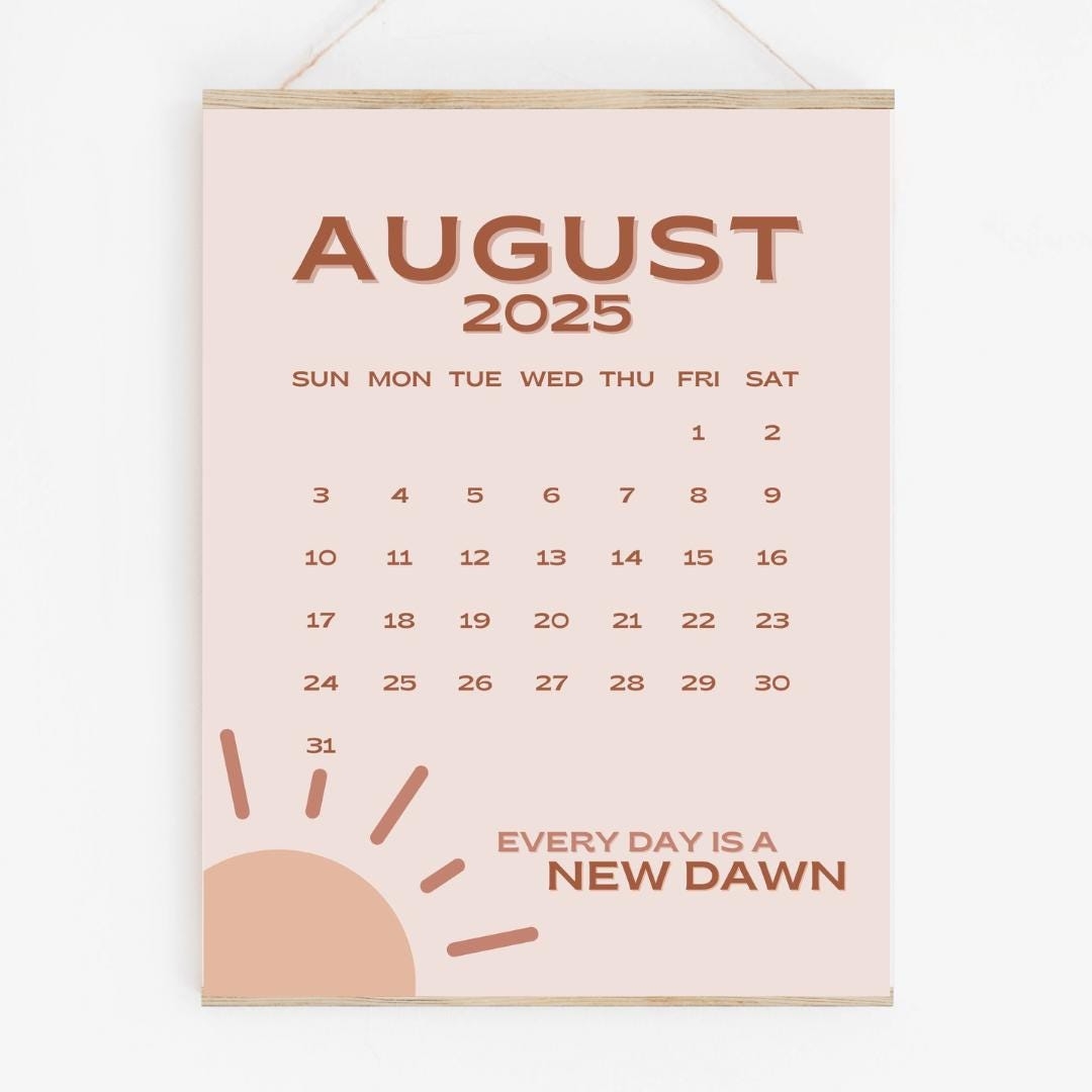 August 2025 Calendar Printable PDF August 2025 Calendar Page August 2025 Pink Boho August Calendar 2025 Cute Calendar Aug Cal Digital Etsy