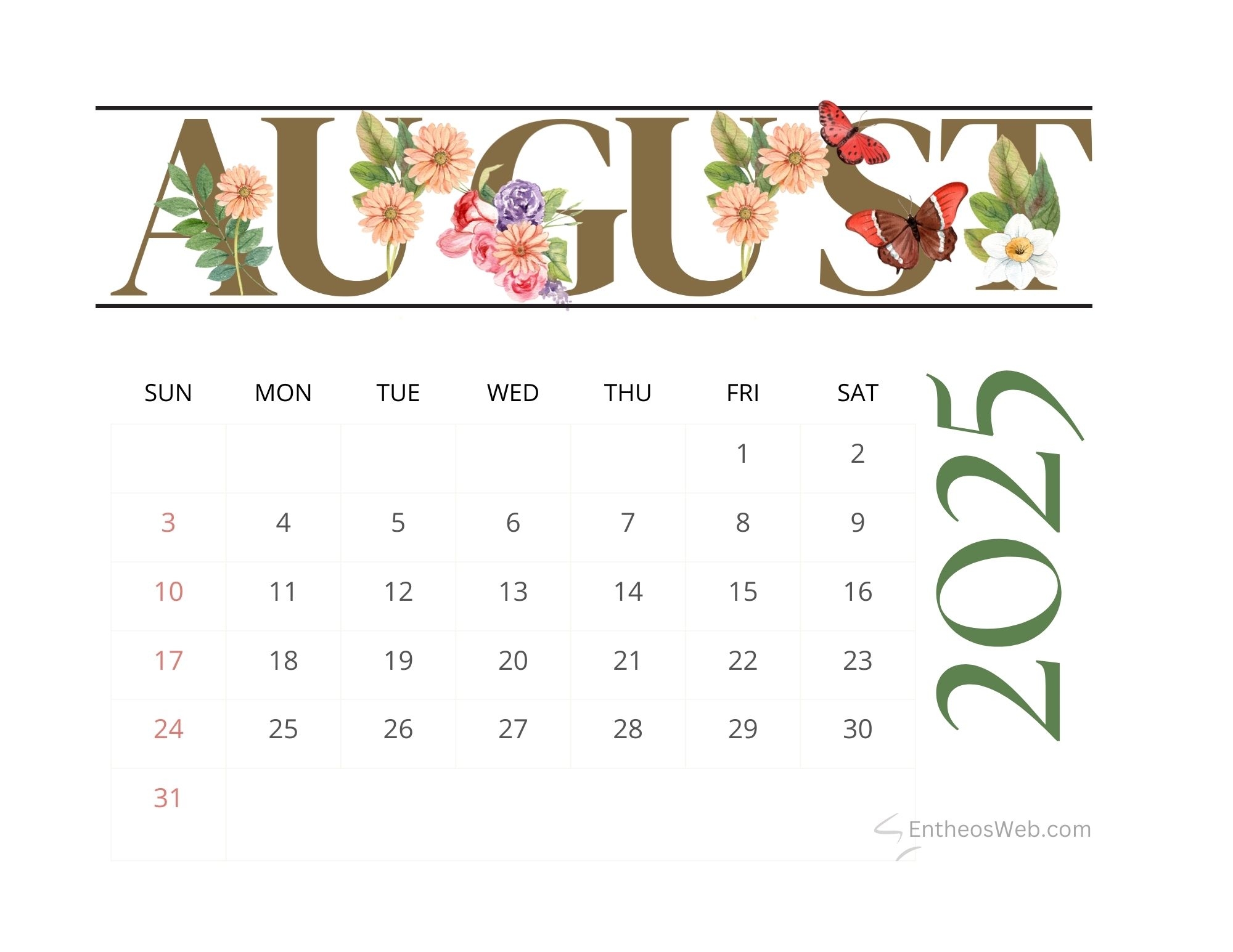 August 2025 Calendar Printables EntheosWeb August 2025 Calendar Printables EntheosWeb
