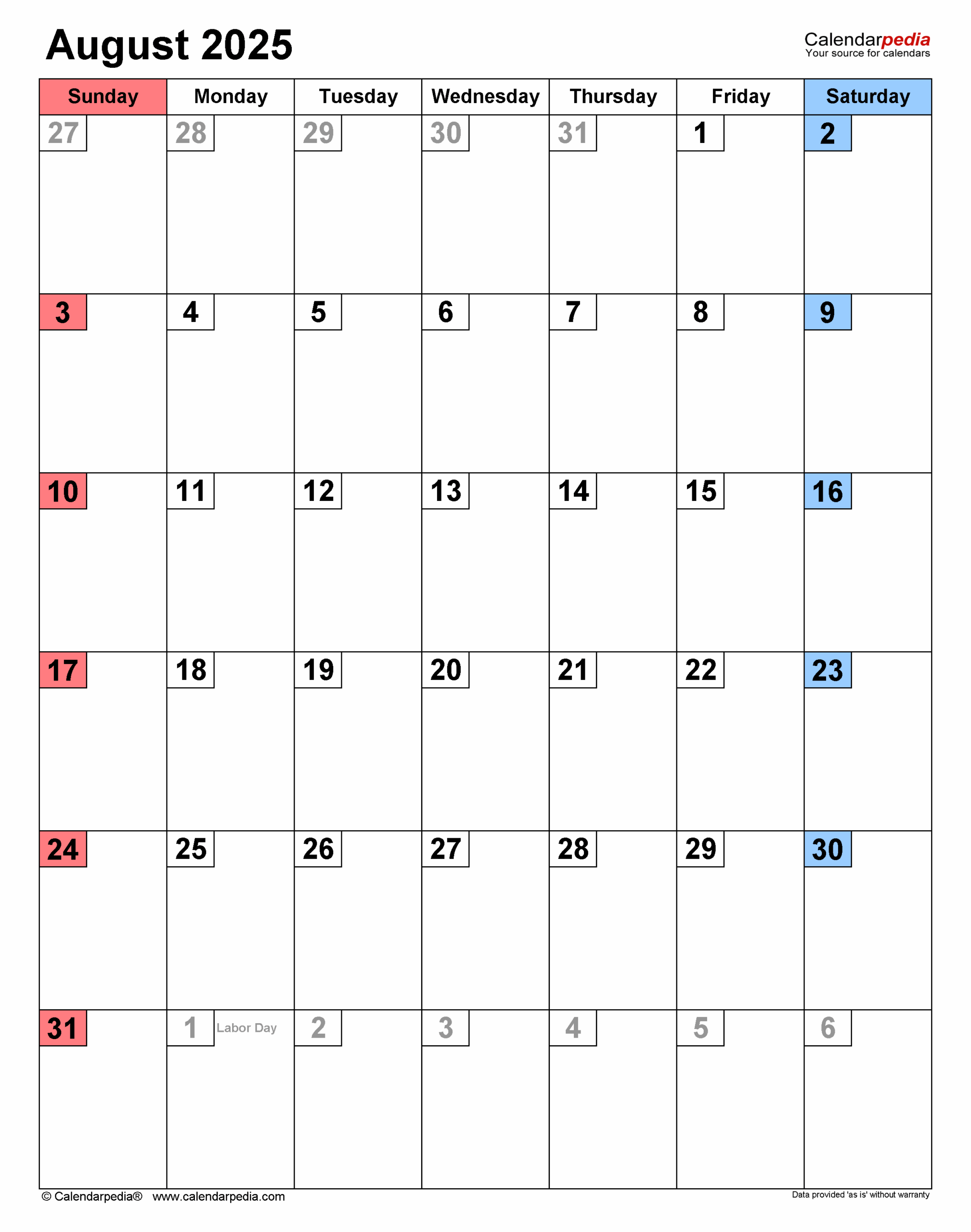 August 2025 Calendar Templates For PDF Excel And Word August 2025 Calendar Templates For PDF Excel And Word