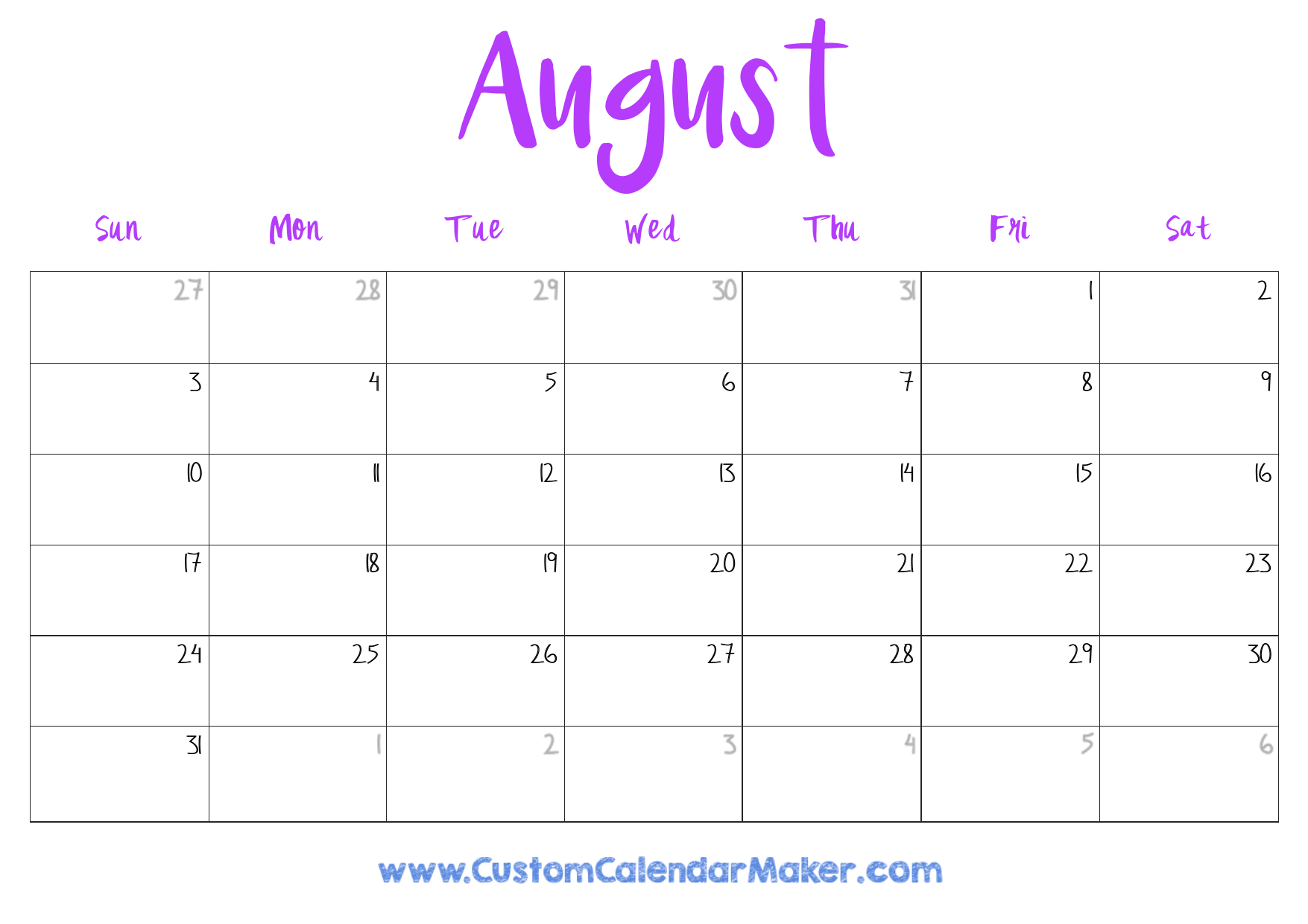 August 2025 Calendar To Edit