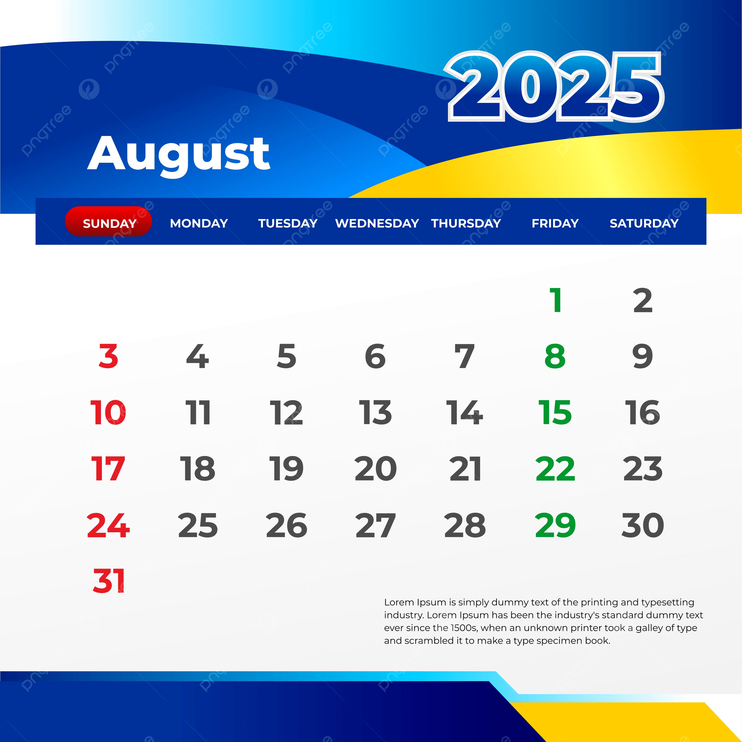 August 2025 Wall Calendar Print And Post On Social Media Vector