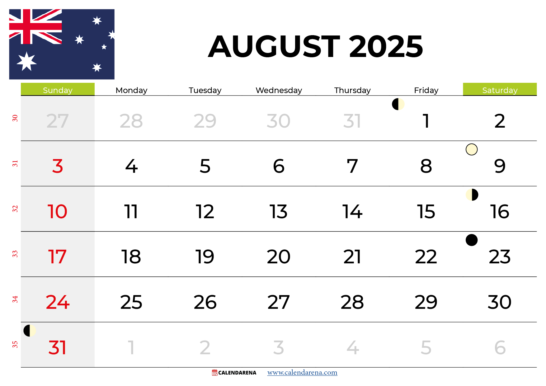 August Calendar 2025 Australia With Holidays August Calendar 2025 Australia With Holidays