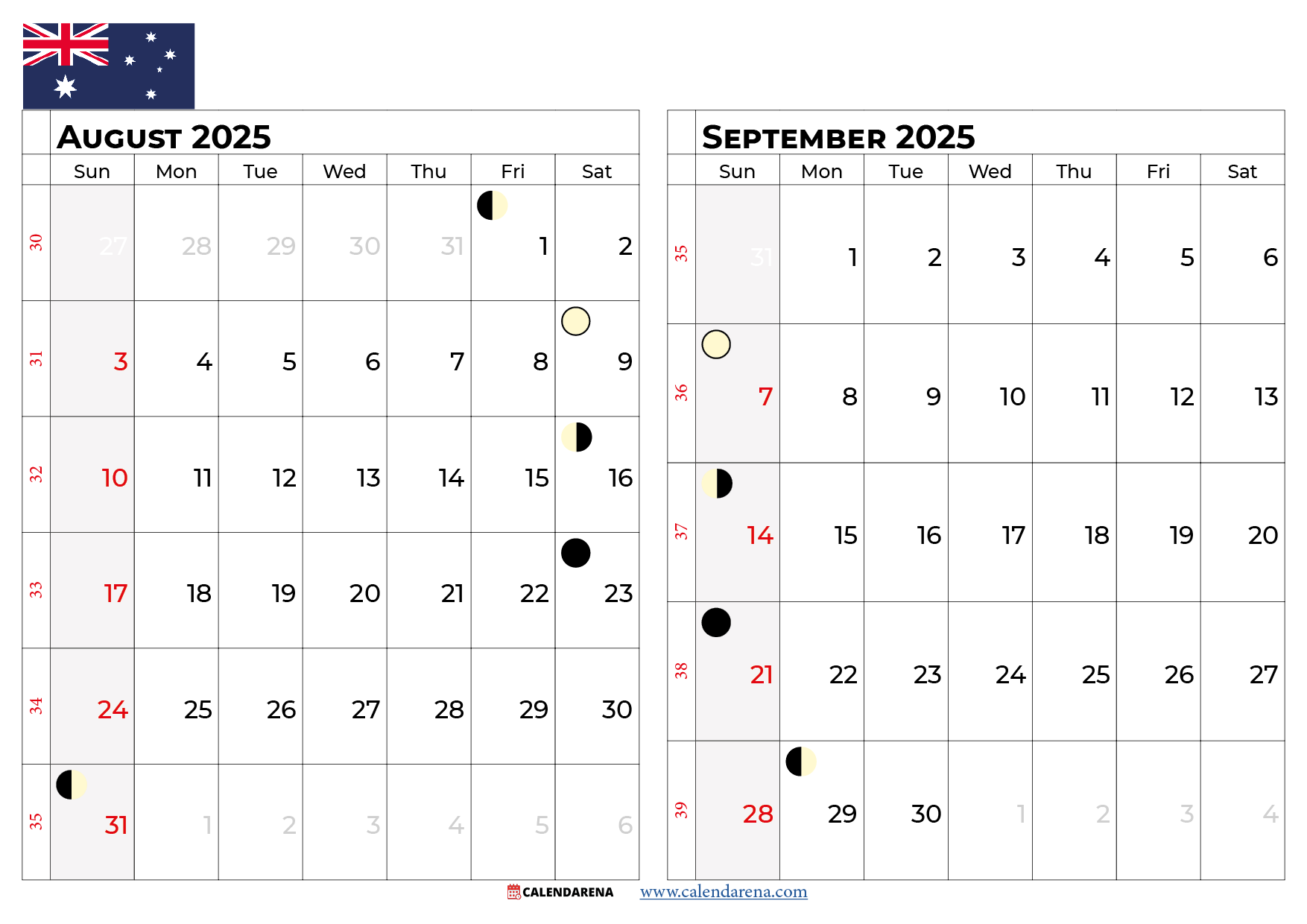 August Calendar 2025 Australia With Holidays