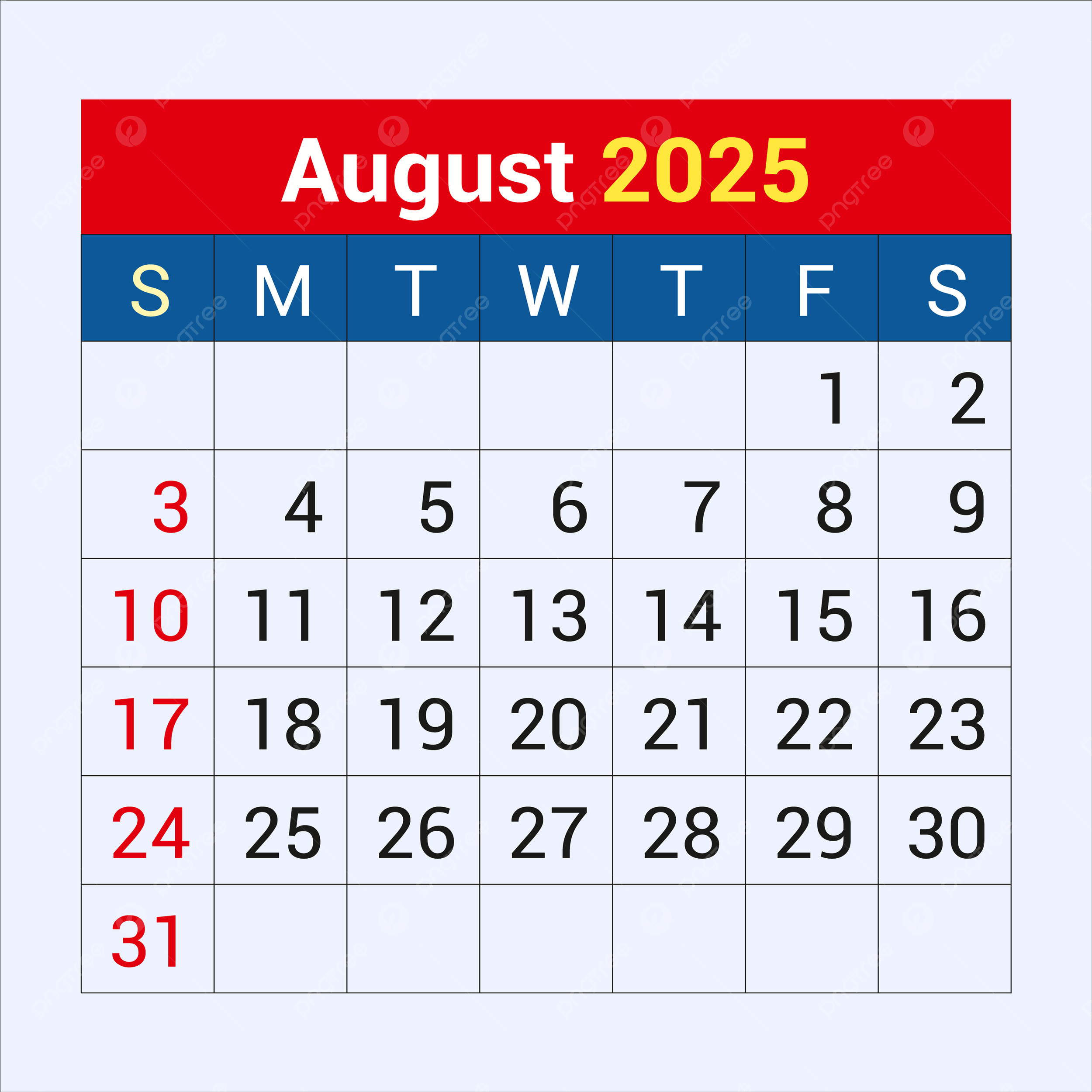 August Calendar 2025 Vector Template Download On Pngtree August Calendar 2025 Vector Template Download On Pngtree