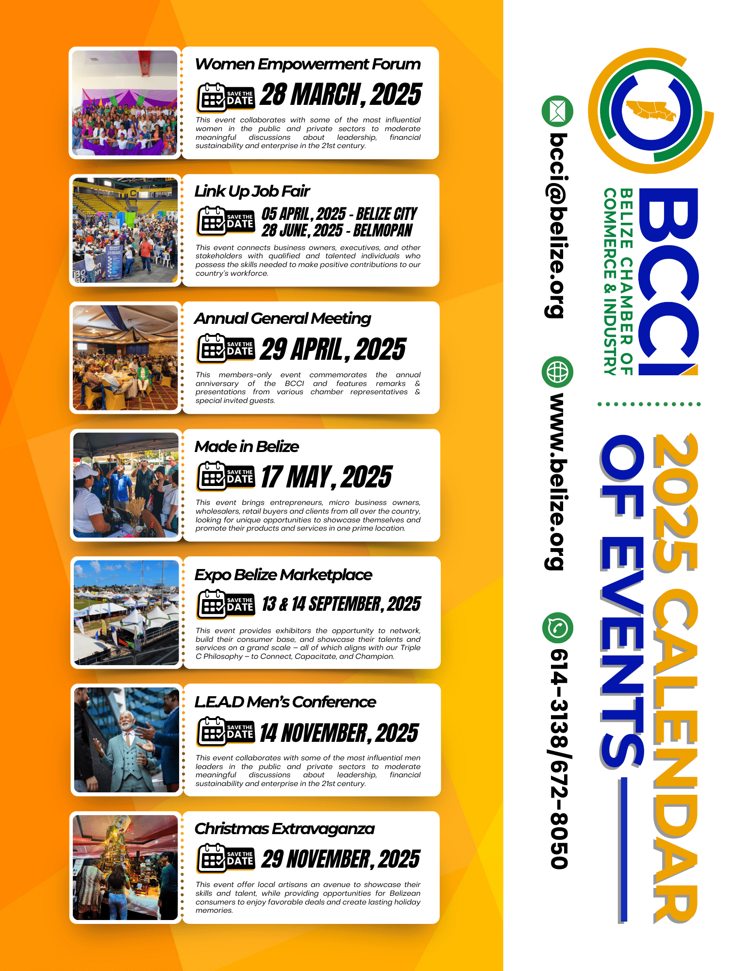 BCCI HOT OFF THE PRESS CALENDER OF EVENTS 2025 Belize Chamber Of Commerce And Industry