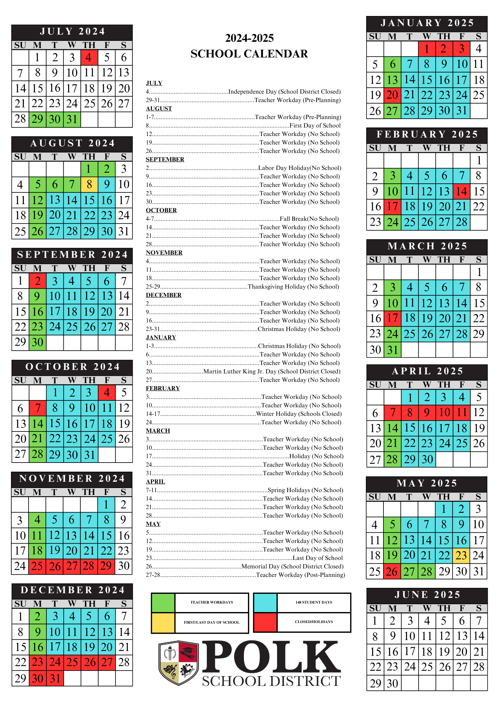 Board Of Education Approves 2024 2025 School Calendar Polk