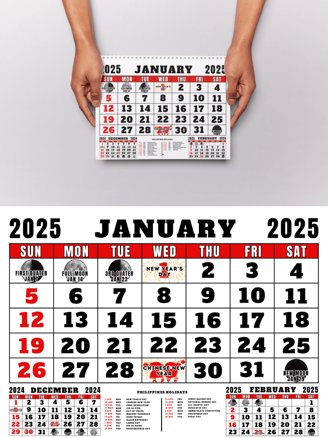 2025 December Calendar With Holidays Philippines