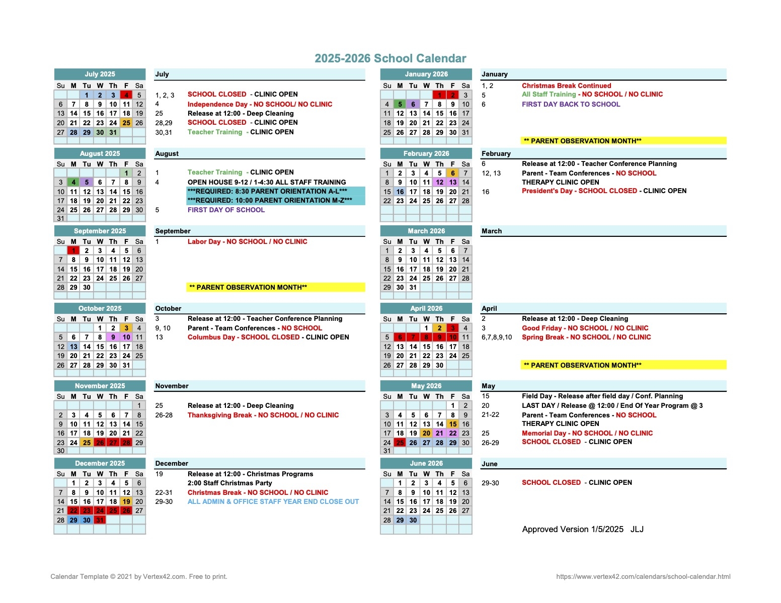 Calendar Apparo Academy