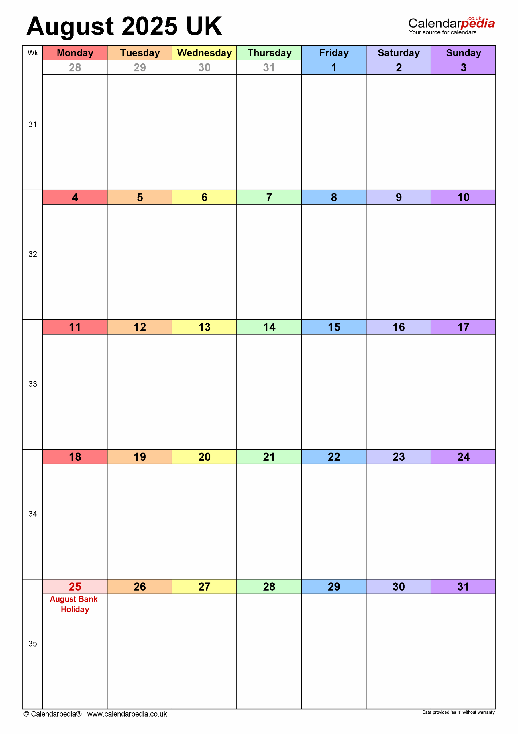 Calendar August 2025 UK With PDF Excel And Word Templates Calendar August 2025 UK With PDF Excel And Word Templates
