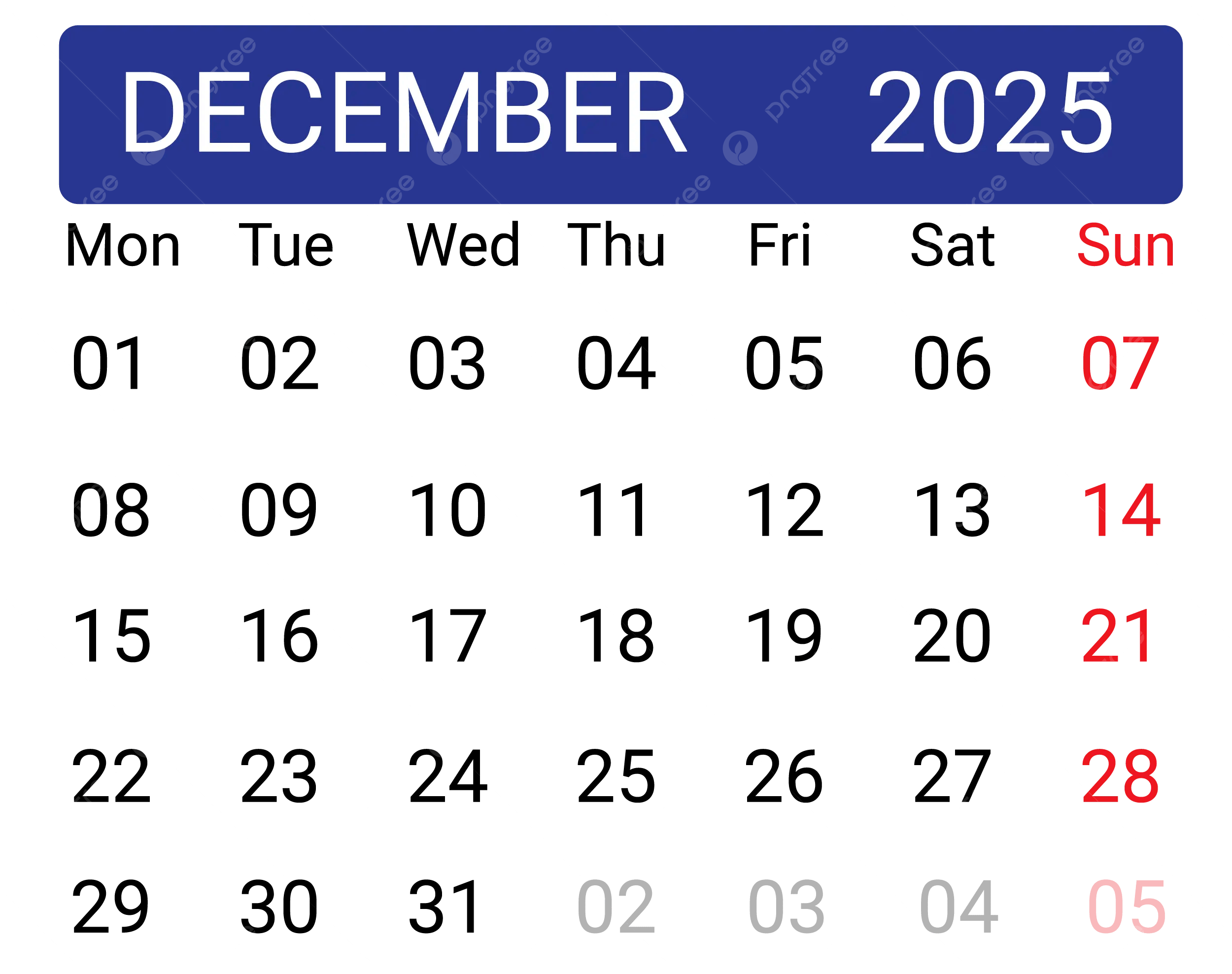 Word Calendar December 2025