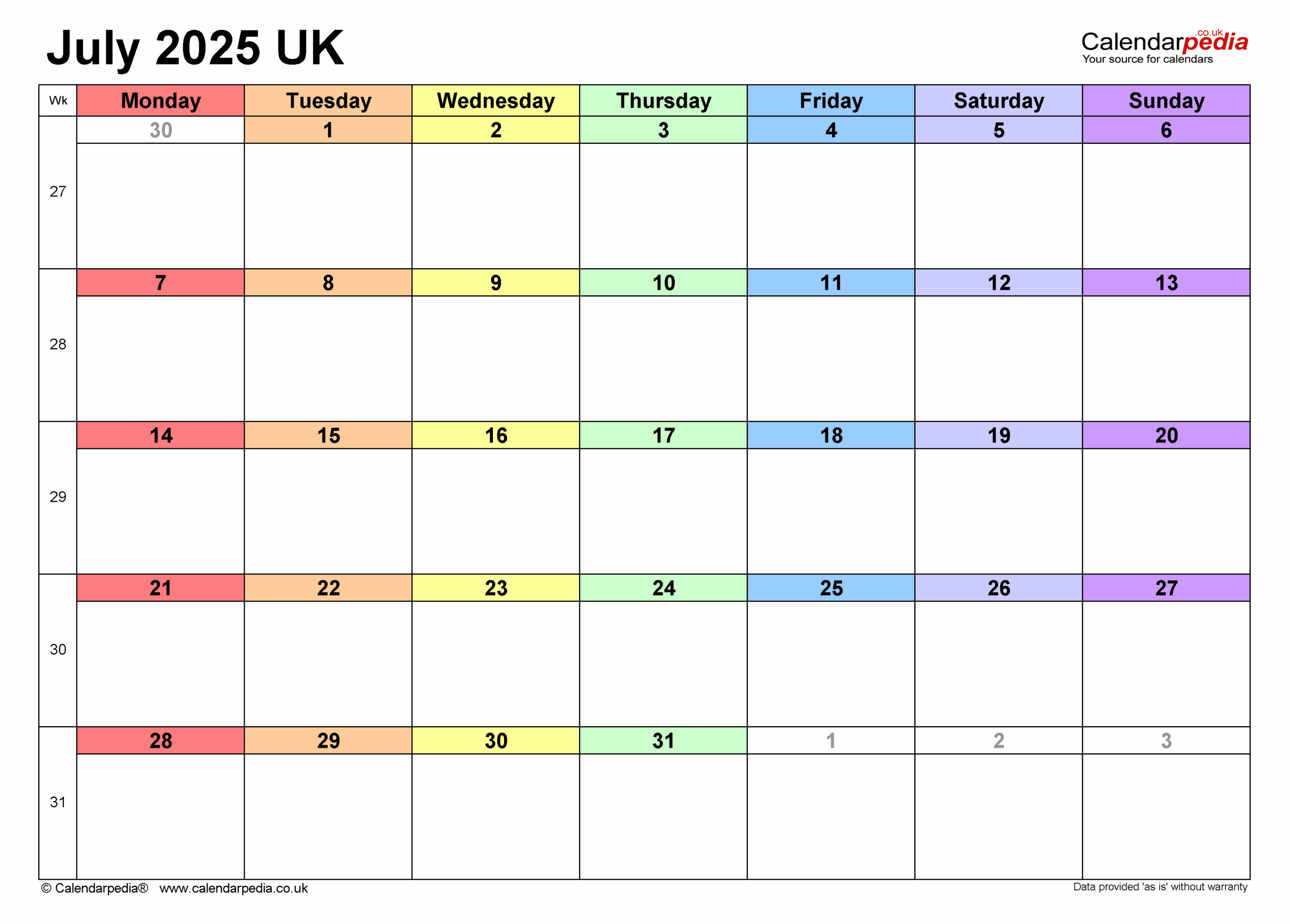 Calendar July 2025 UK With PDF Excel And Word Templates Calendar July 2025 UK With PDF Excel And Word Templates