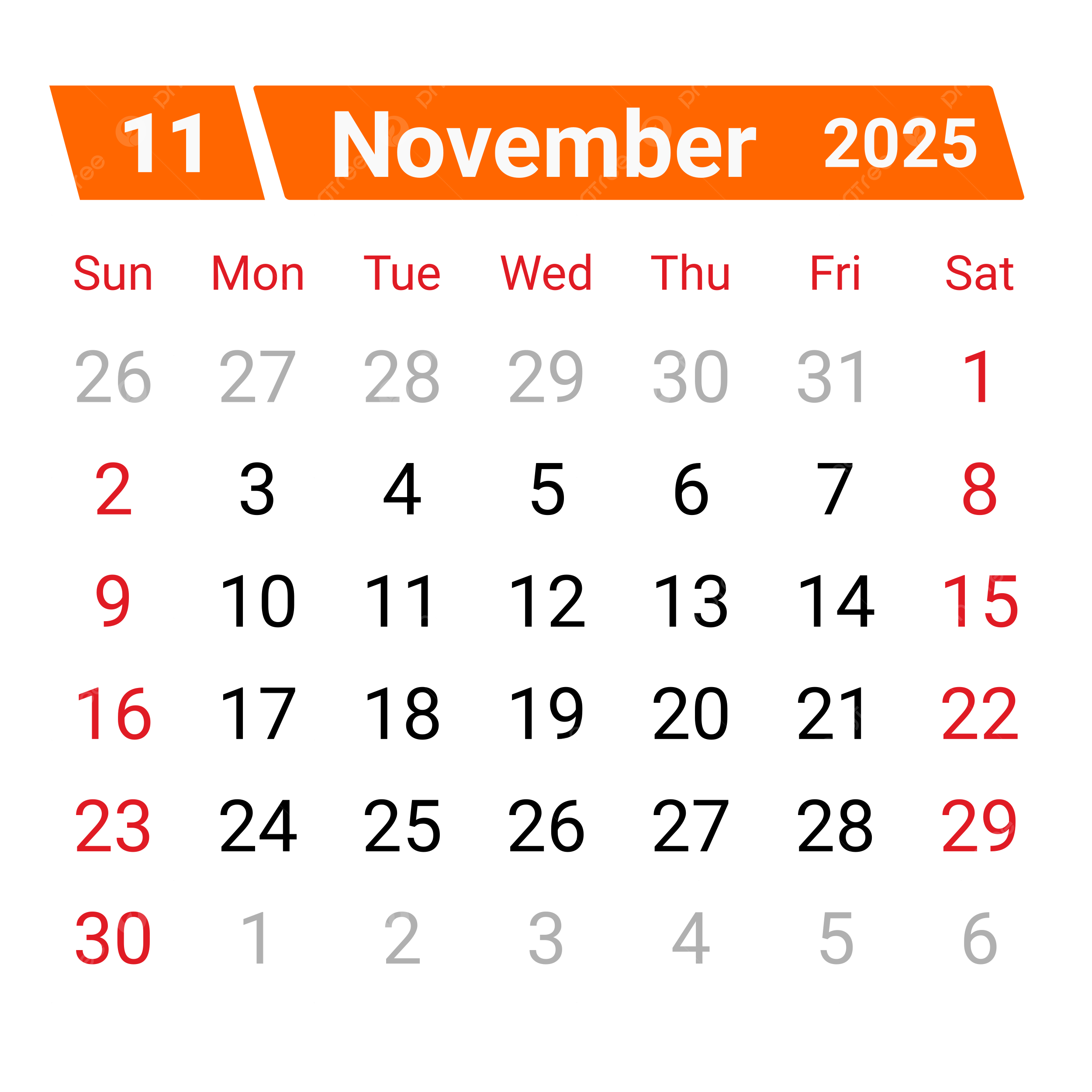 Calendar 2025 Dark Mode November
