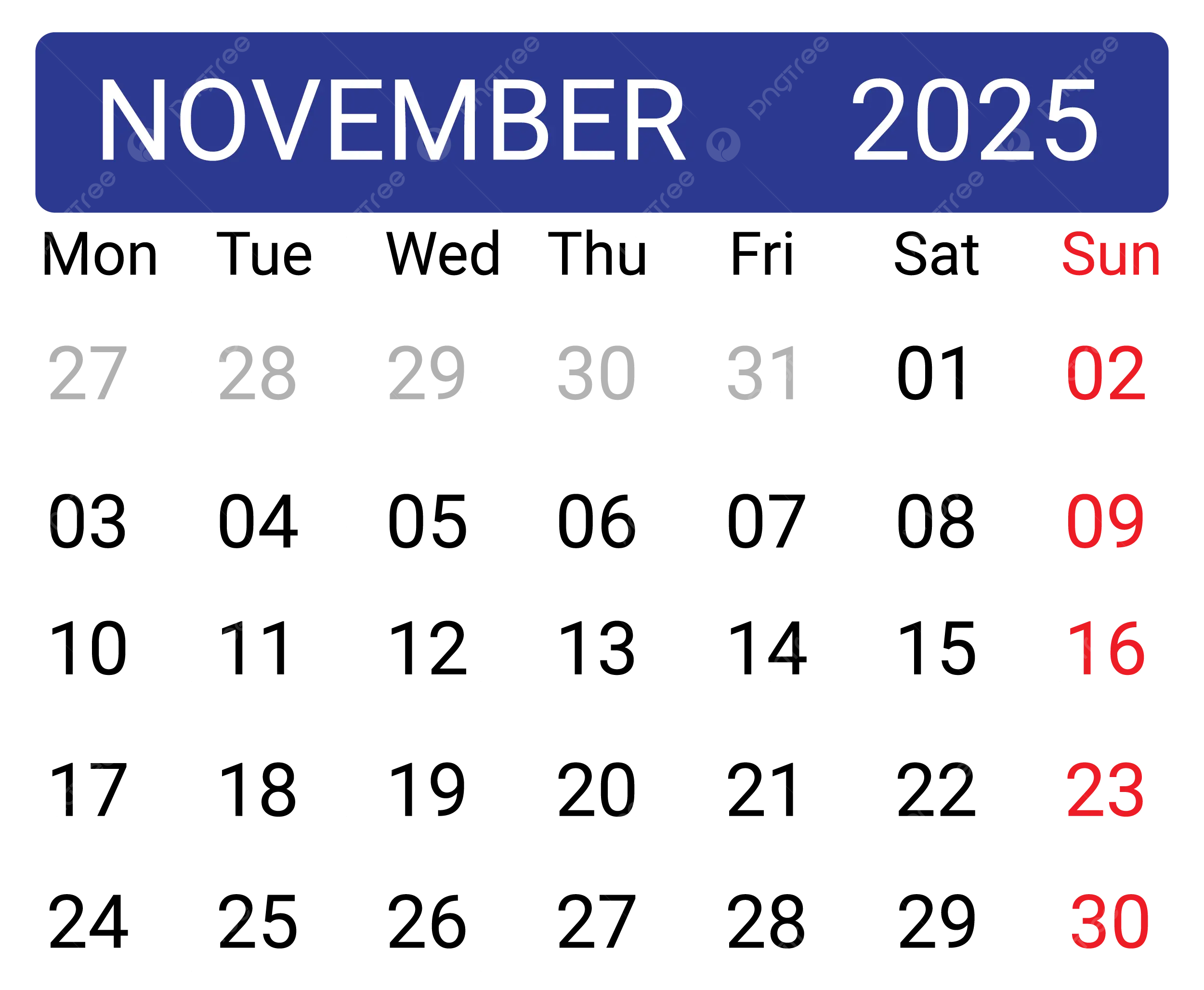 Word Calendar November 2025