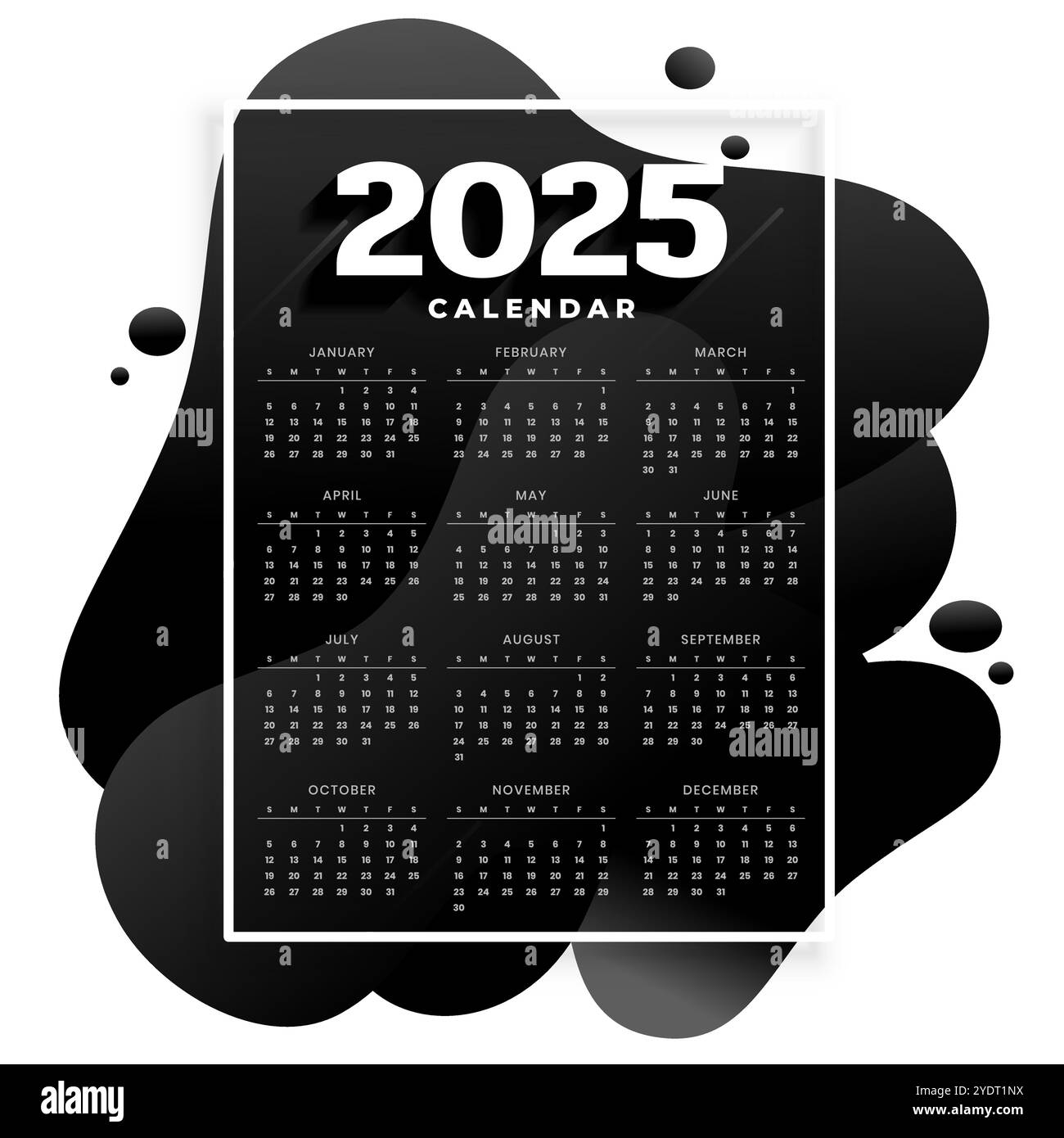 October 2025 Calendar Black Background